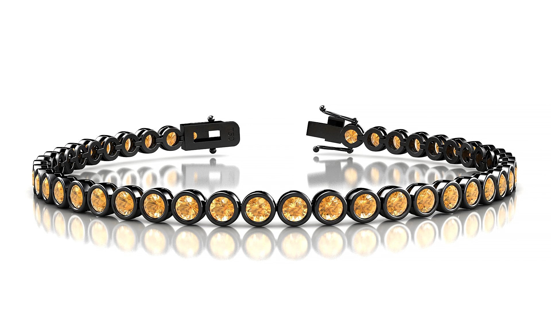 Avila | 18k Black Gold 3 mm Round Natural Citrine 15 cm Tennis Bracelet
