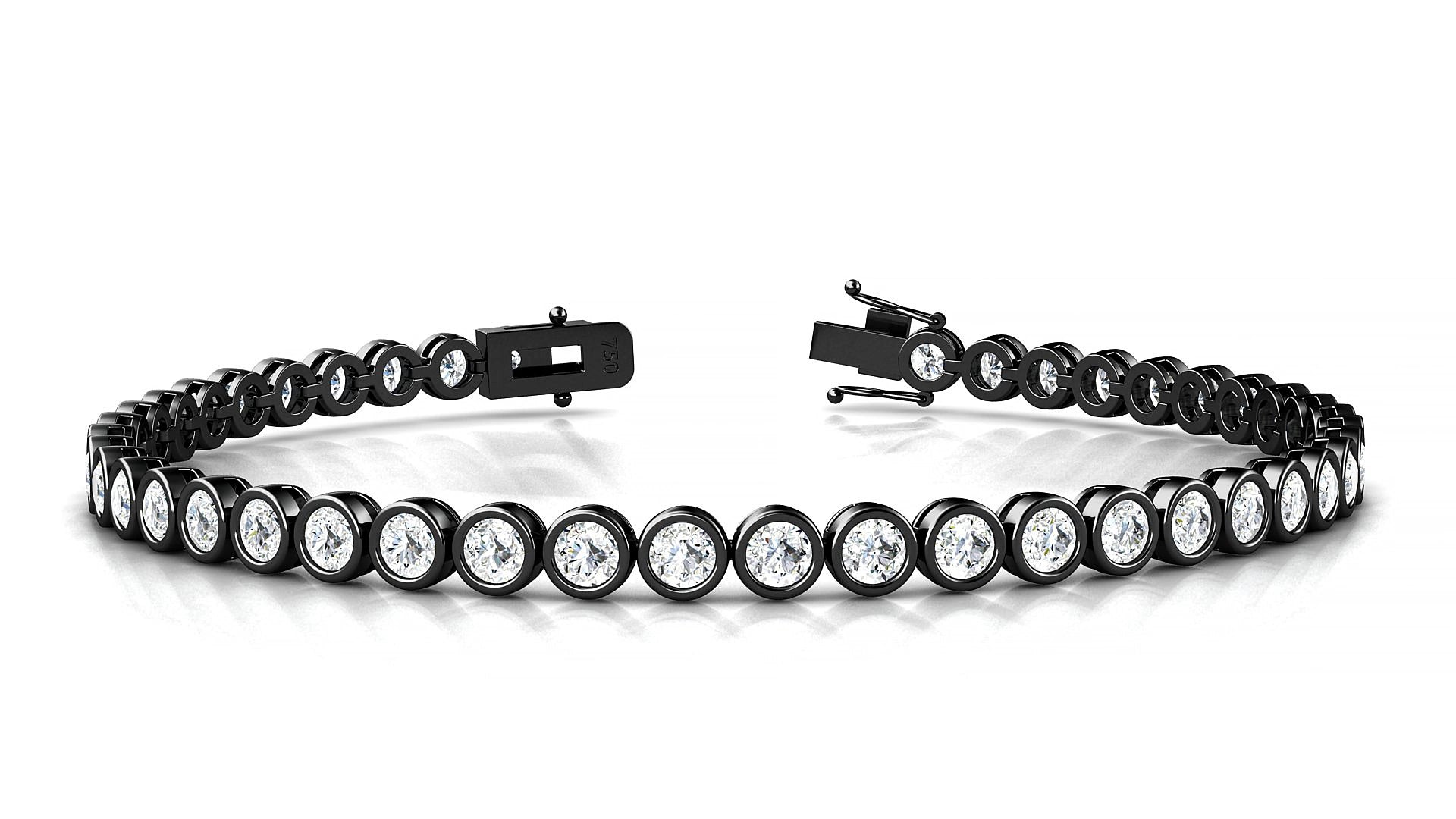 Avila | 18k Black Gold 3 mm Round Natural Diamond 15 cm Tennis Bracelet