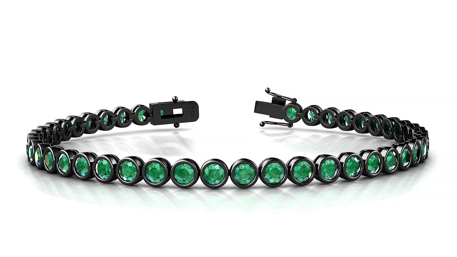 Avila | 18k Black Gold 3 mm Round Natural Emerald 15 cm Tennis Bracelet