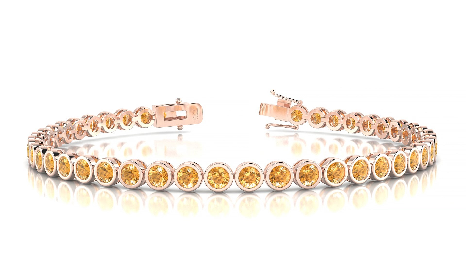Avila | 18k Rose Gold 3 mm Round Natural Citrine 15 cm Tennis Bracelet