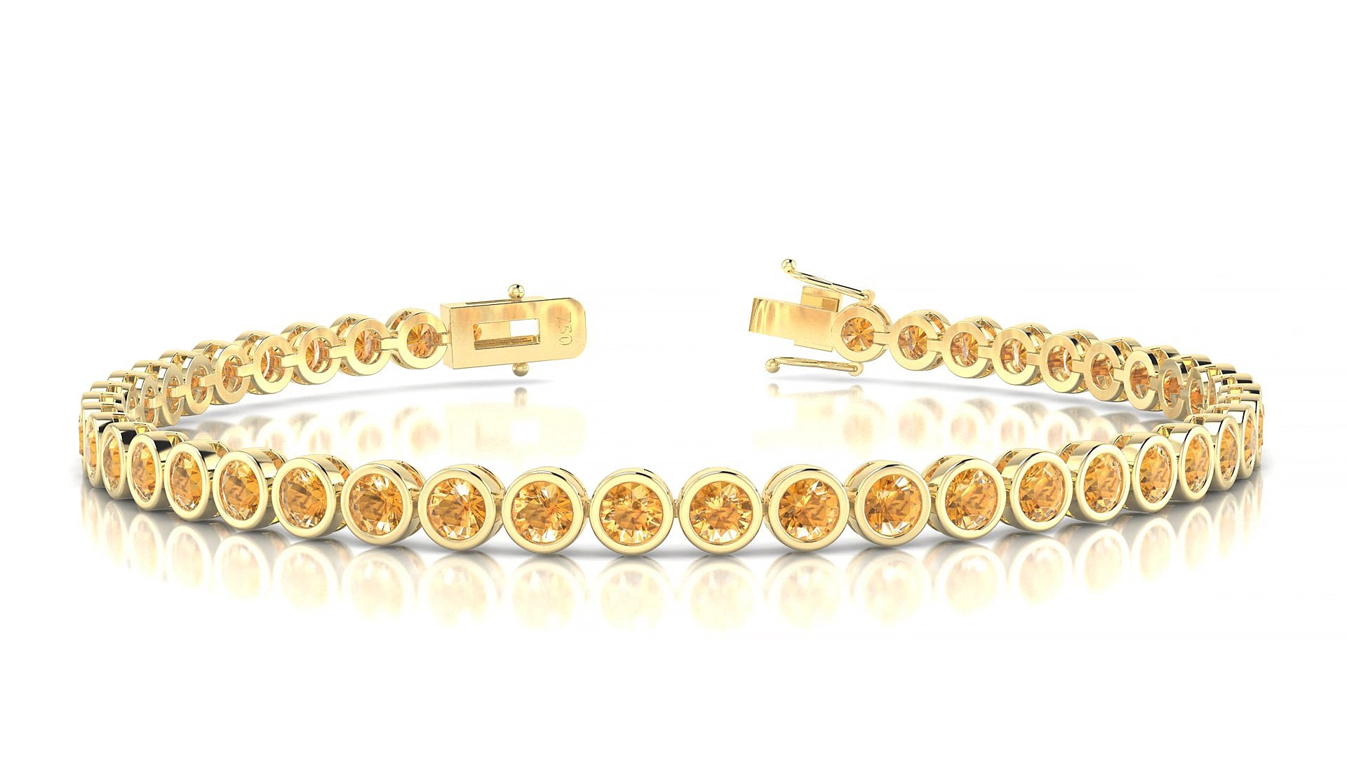 Avila | 18k Yellow Gold 3 mm Round Natural Citrine 15 cm Tennis Bracelet