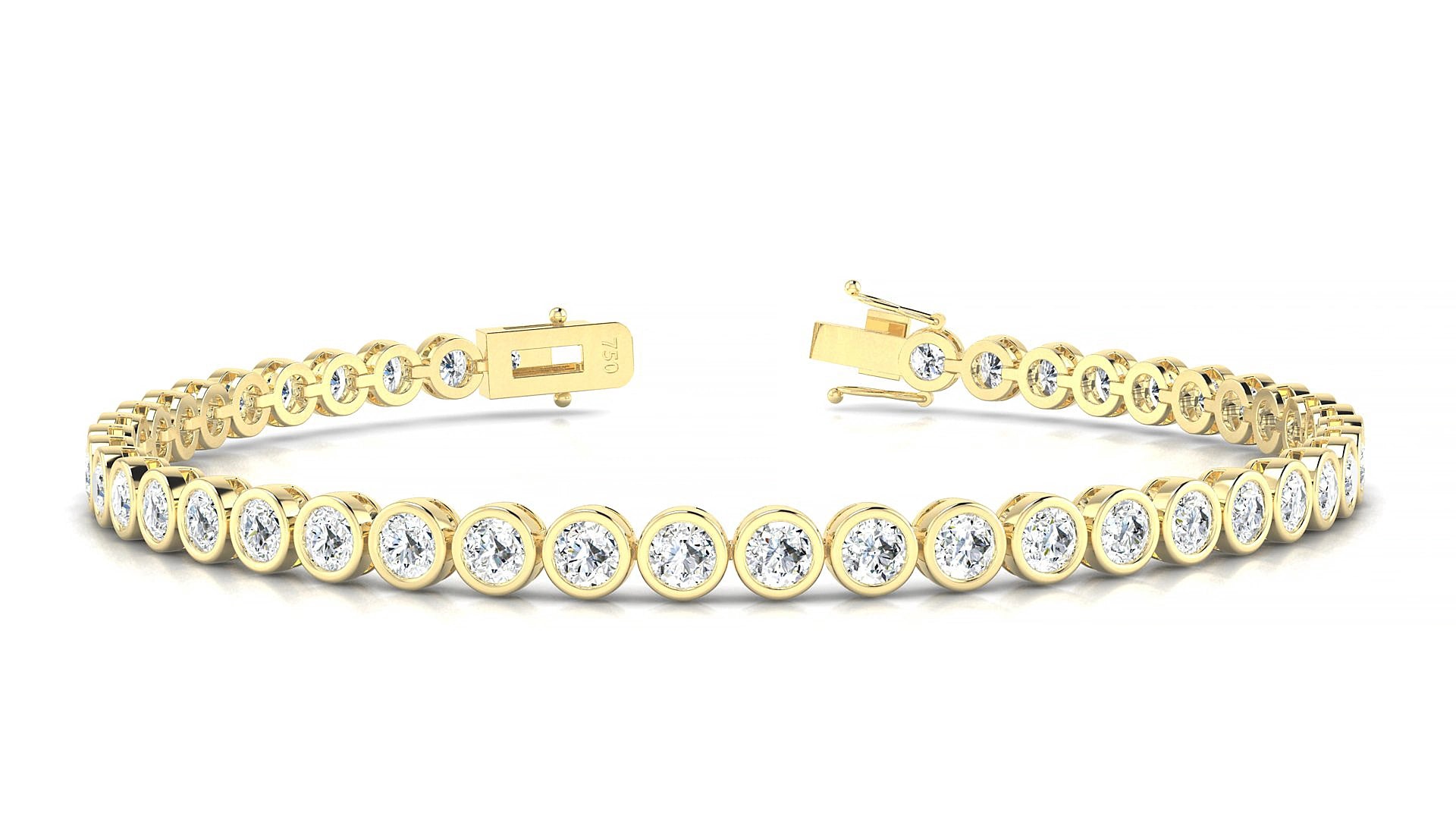 Avila | 18k Yellow Gold 3 mm Round Natural Diamond 15 cm Tennis Bracelet