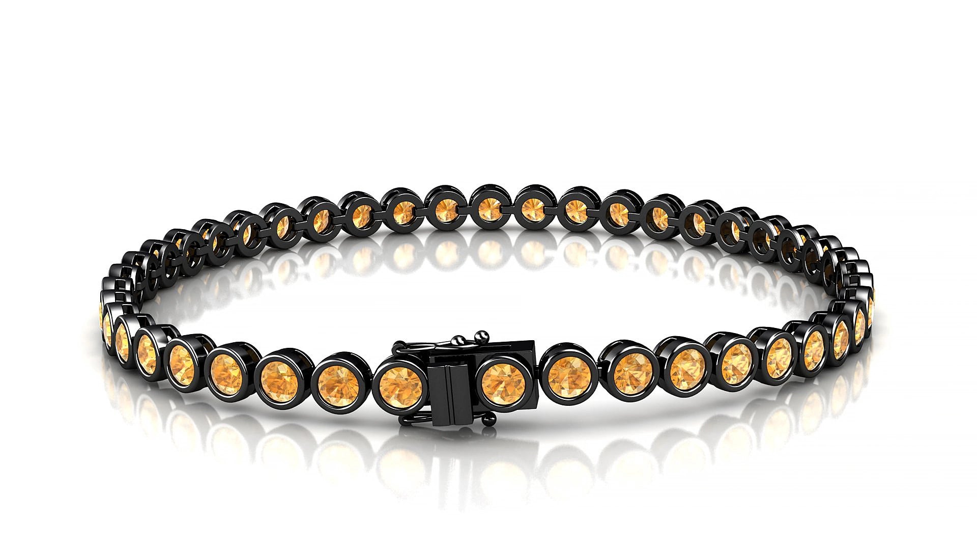 Avila | 18k Black Gold 3 mm Round Natural Citrine 15 cm Tennis Bracelet
