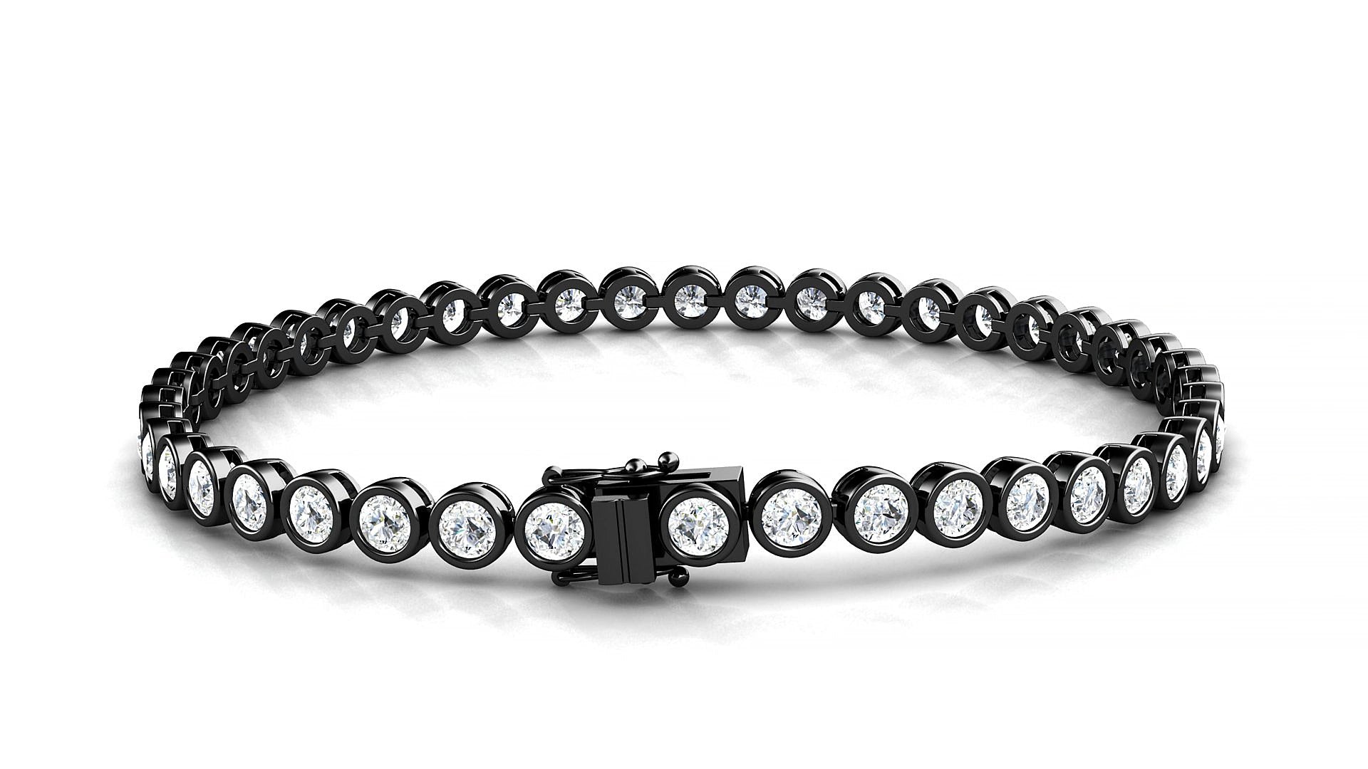 Avila | 18k Black Gold 3 mm Round Natural Diamond 15 cm Tennis Bracelet