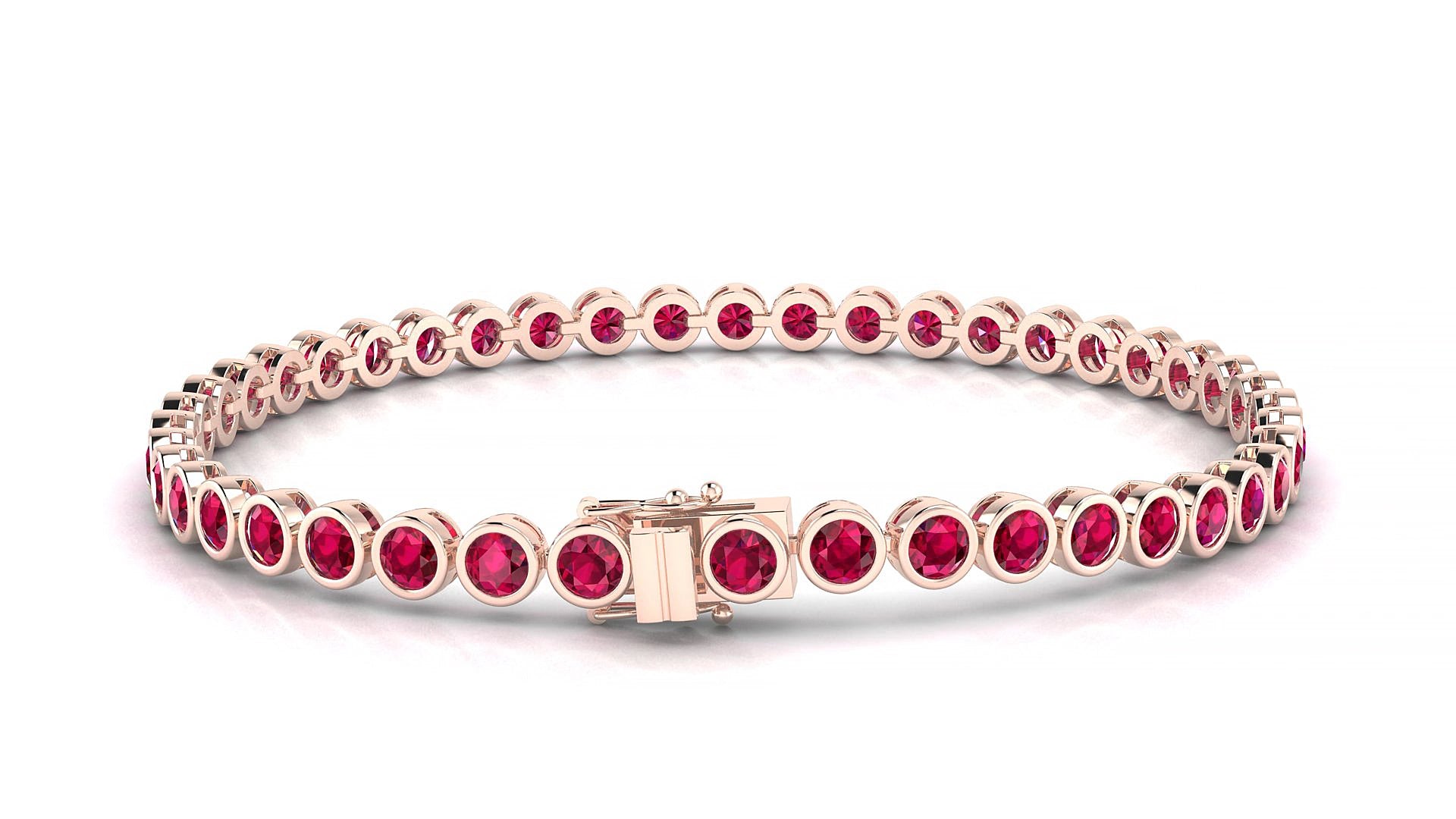 Avila | 18k Rose Gold 3 mm Round Natural Ruby 15 cm Tennis Bracelet