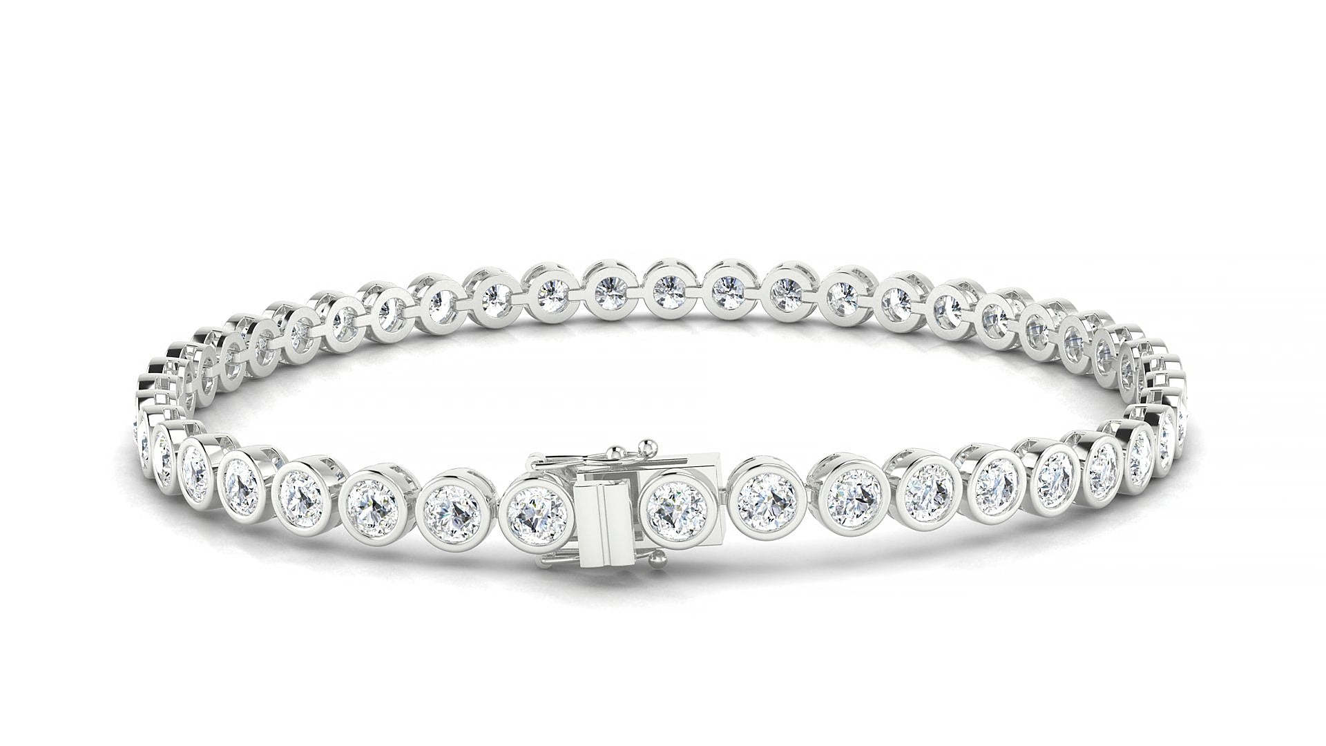 Avila | 18k White Gold 3 mm Round Natural Diamond 15 cm Tennis Bracelet