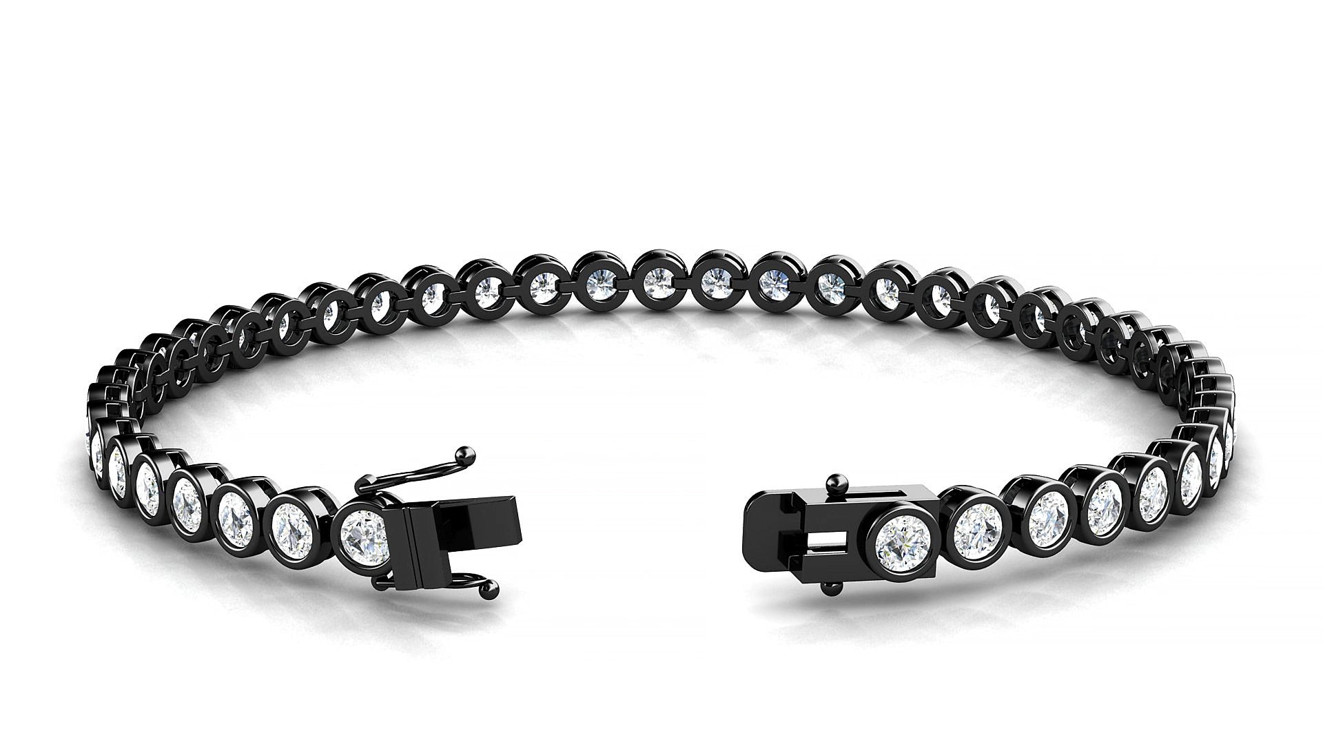 Avila | 18k Black Gold 3 mm Round Natural Diamond 15 cm Tennis Bracelet