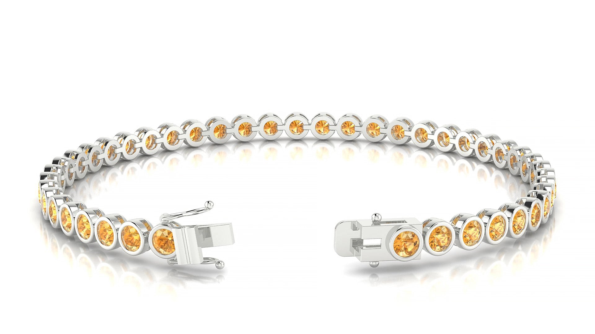 Avila | 18k White Gold 3 mm Round Natural Citrine 15 cm Tennis Bracelet