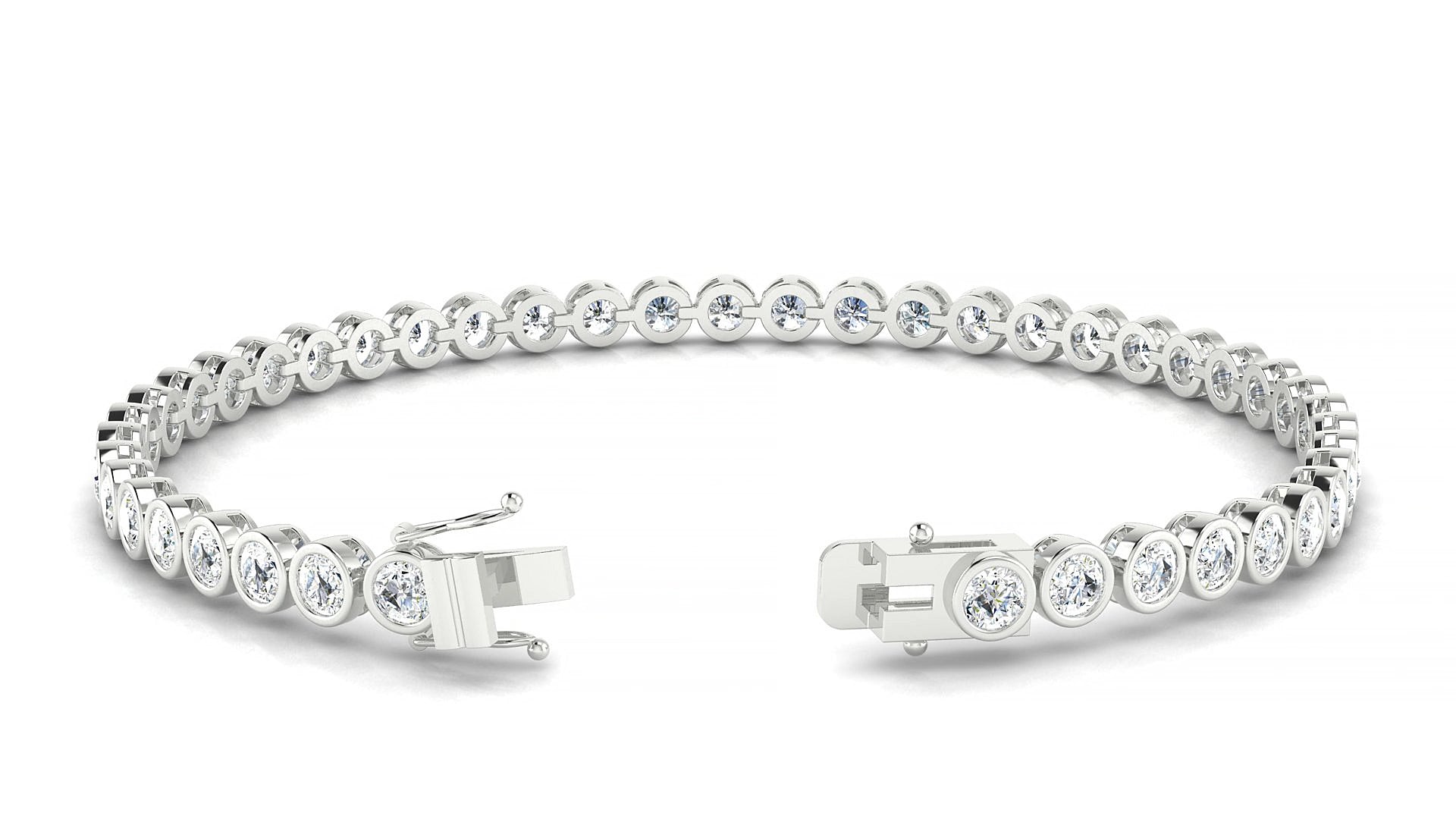 Avila | 18k White Gold 3 mm Round Natural Diamond 15 cm Tennis Bracelet