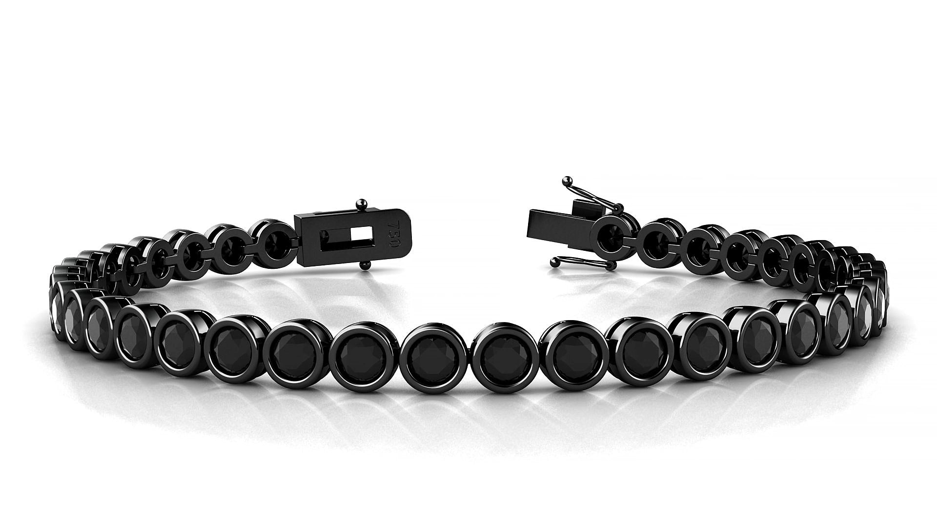 Avila | 18k Black Gold 3.4 mm Round Natural Black Diamond 15 cm Tennis Bracelet