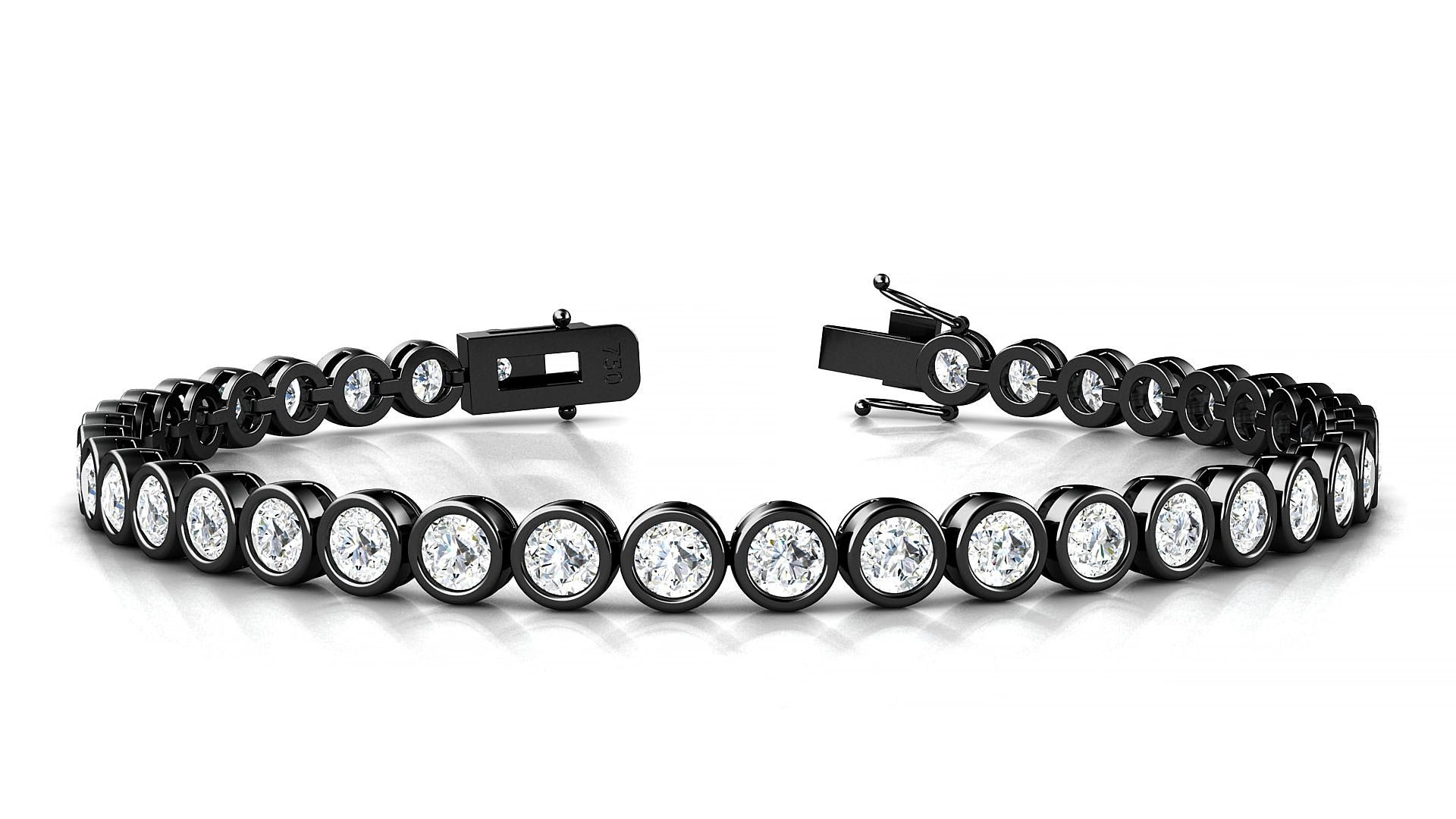Avila | 18k Black Gold 3.4 mm Round Natural Diamond 15 cm Tennis Bracelet