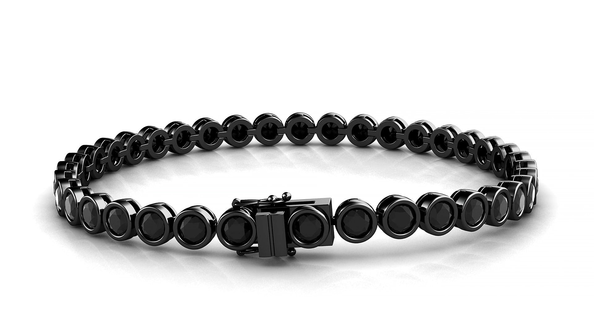 Avila | 18k Black Gold 3.4 mm Round Natural Black Diamond 15 cm Tennis Bracelet