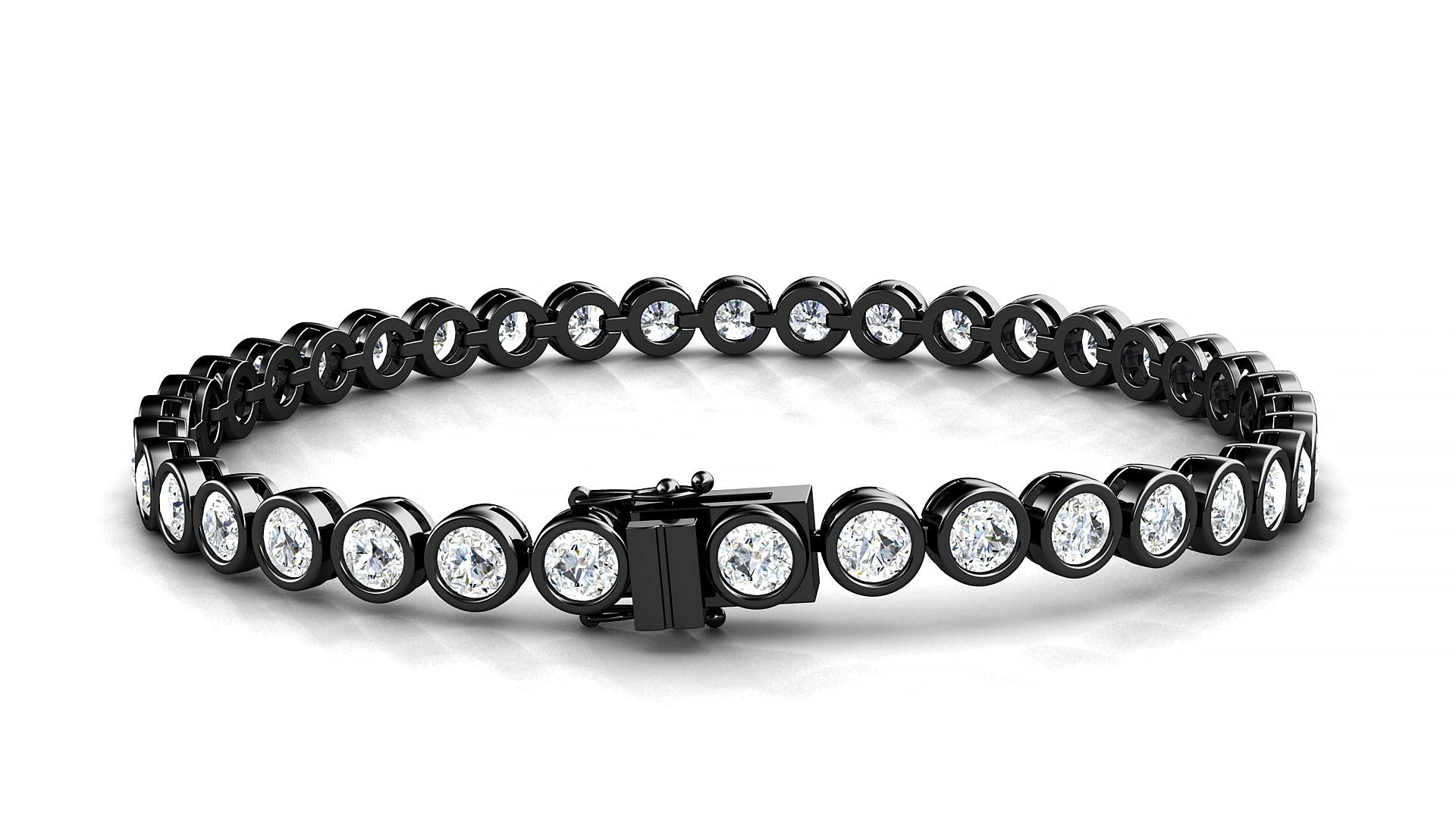 Avila | 18k Black Gold 3.4 mm Round Natural Diamond 15 cm Tennis Bracelet