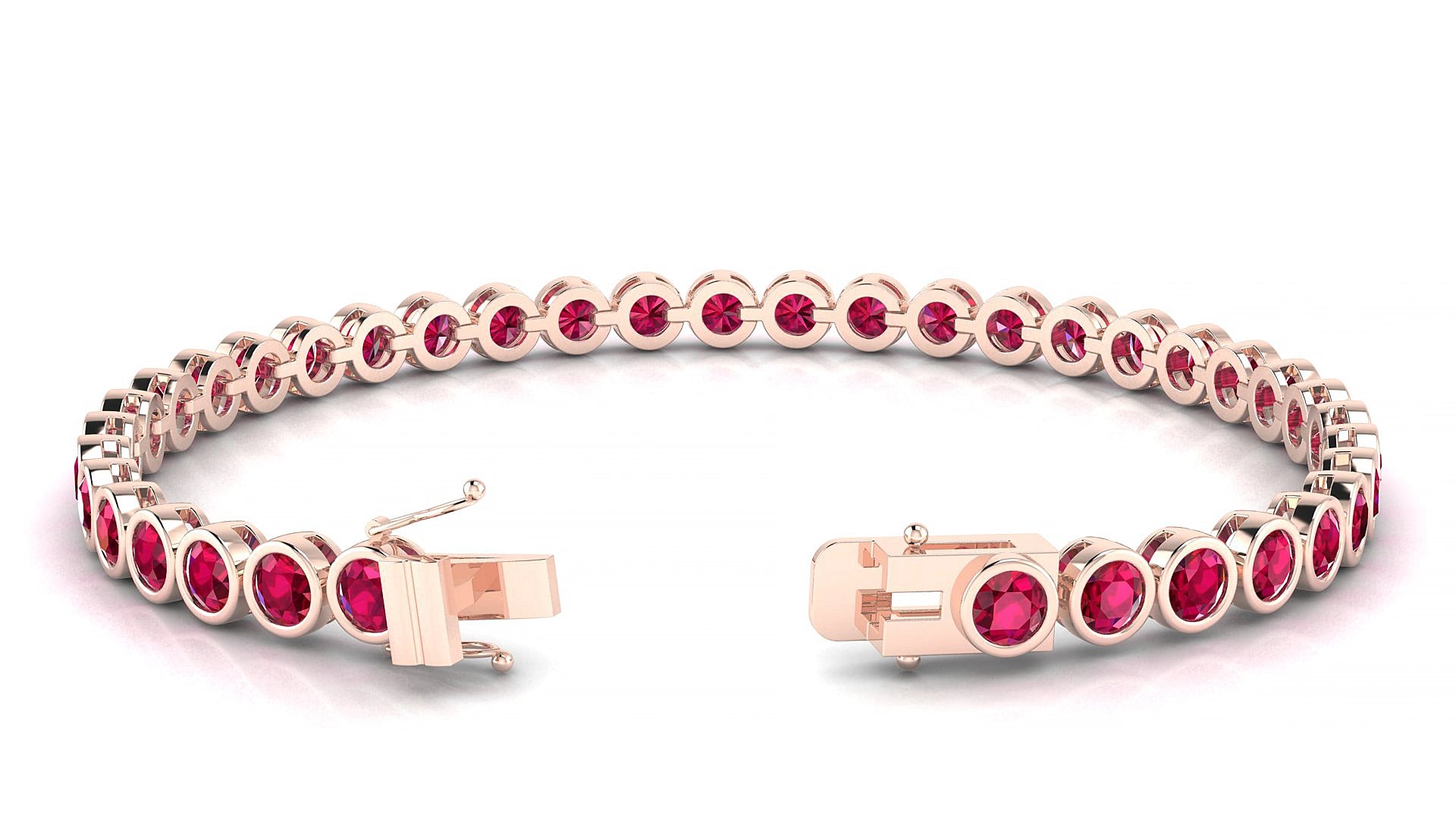 Avila | 18k Rose Gold 3.4 mm Round Natural Ruby 15 cm Tennis Bracelet