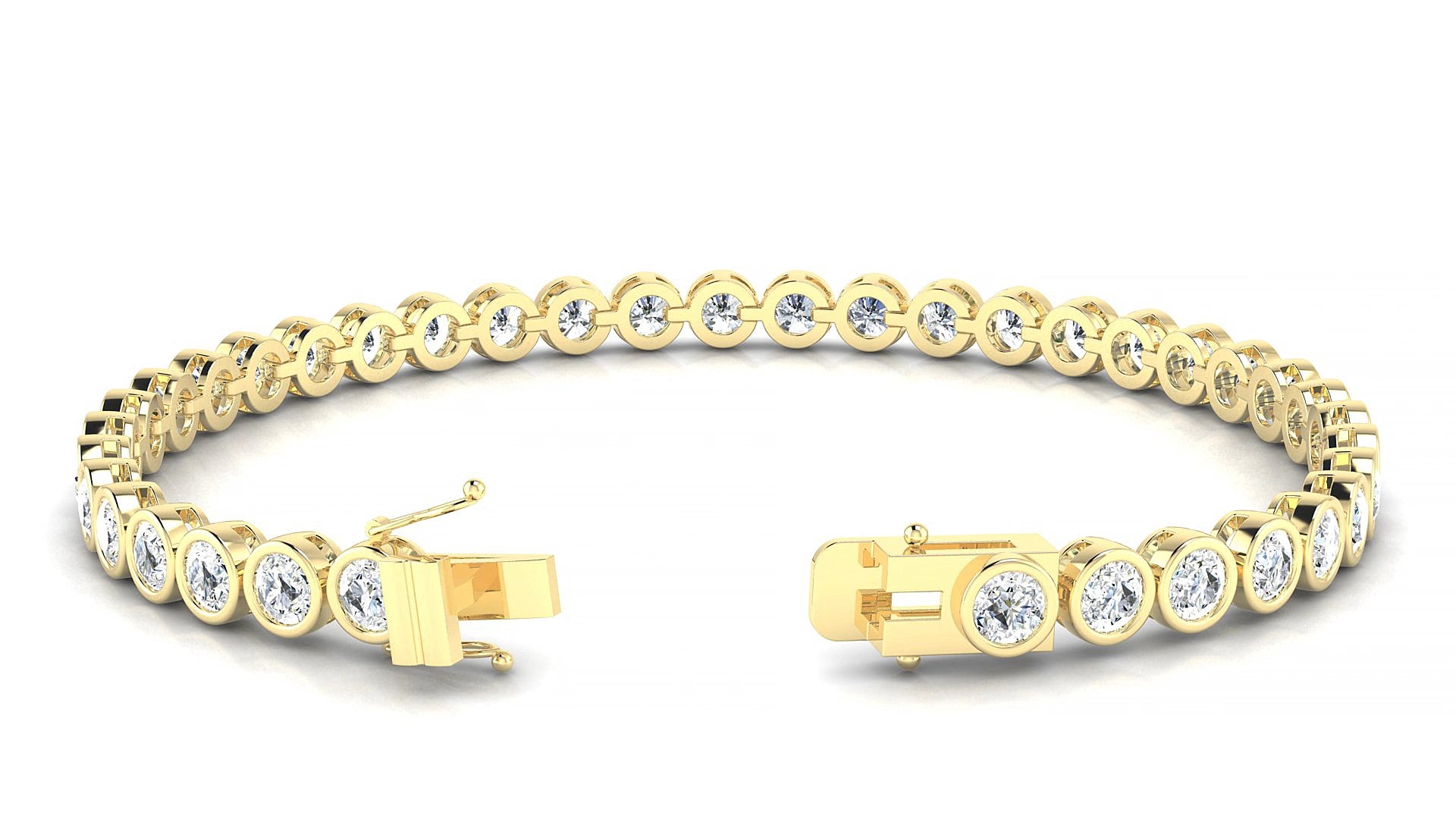 Avila | 18k Yellow Gold 3.4 mm Round Natural Diamond 15 cm Tennis Bracelet