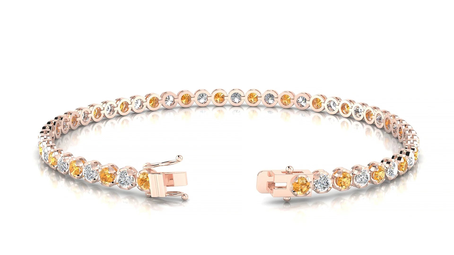 Bengal 1-1 | 18k Rose Gold 2.5 mm Round Natural Citrine & Diamond Tennis Bracelet