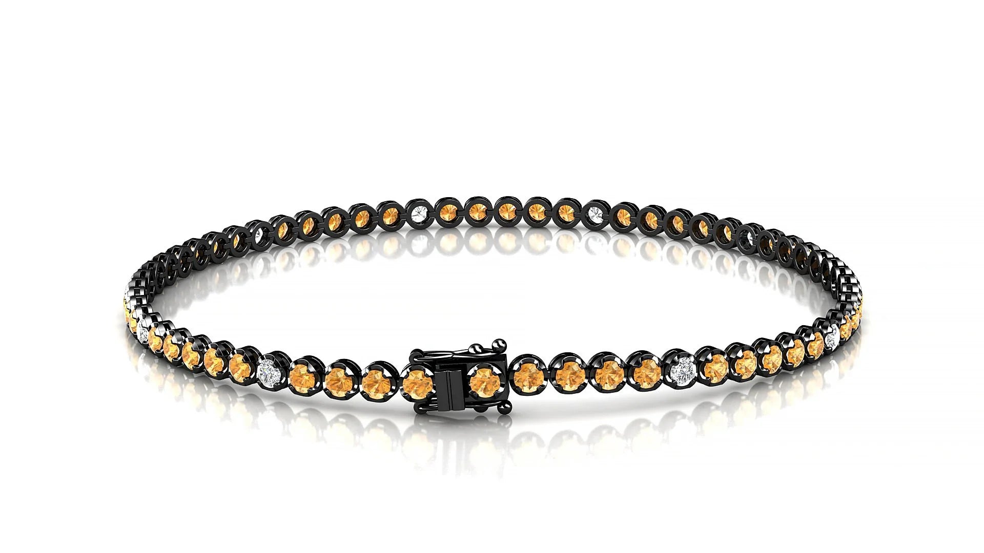 Bengal 5-1 | 18k Black Gold 2 mm Round Natural Citrine & Diamond Tennis Bracelet