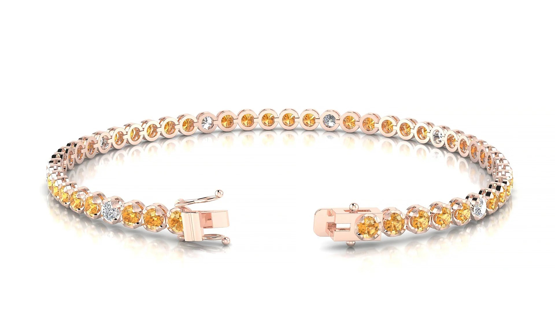Bengal 5-1 | 18k Rose Gold 2.5 mm Round Natural Citrine & Diamond Tennis Bracelet
