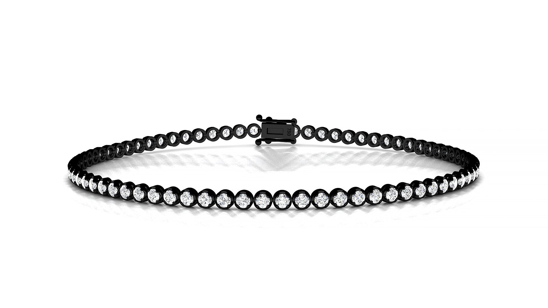 Bengal | 18k Black Gold 1.7 mm Round Lab-Grown Diamond 15 cm Tennis Bracelet