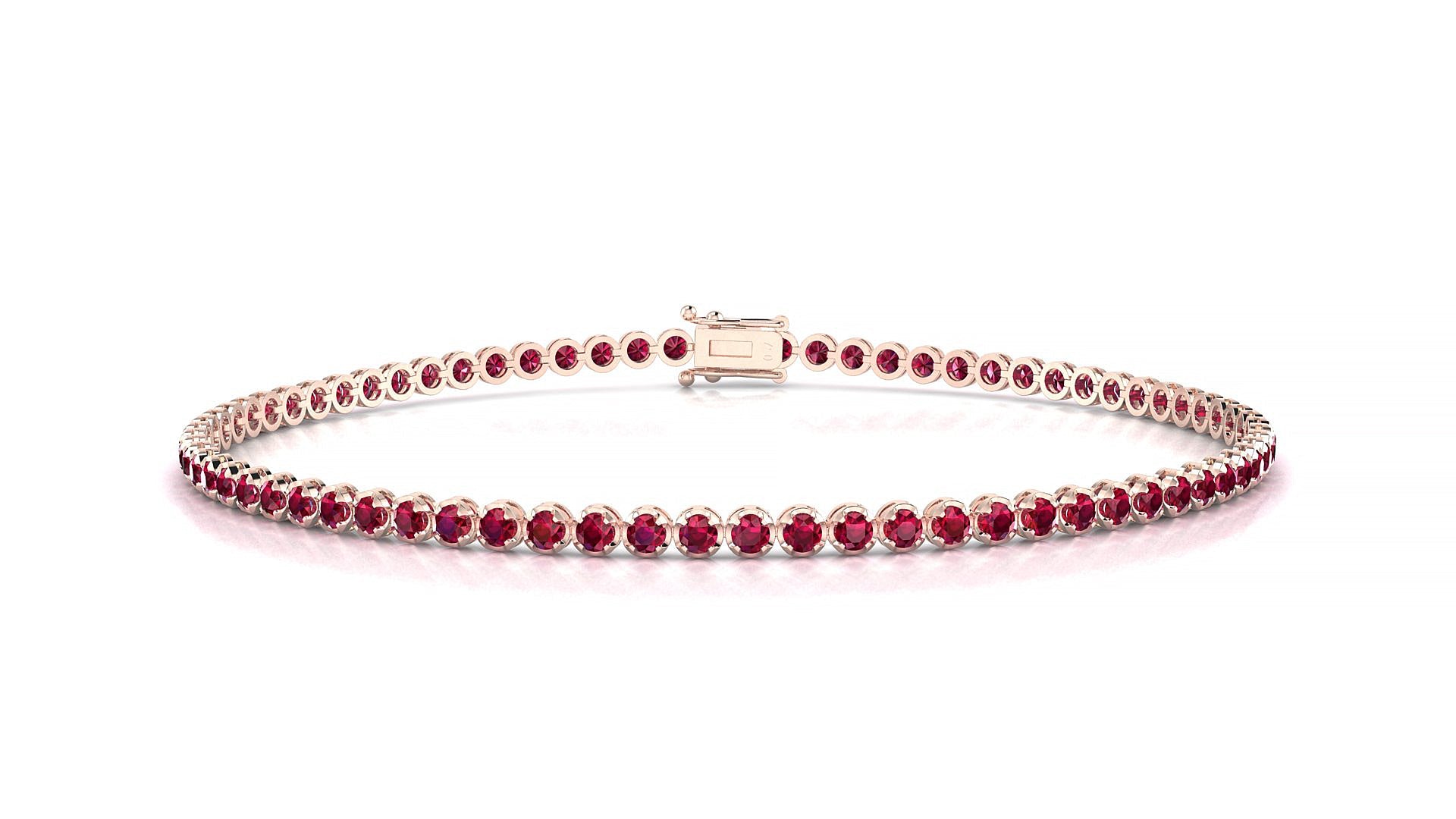 Bengal | 18k Rose Gold 1.7 mm Round Natural Ruby Tennis Bracelet