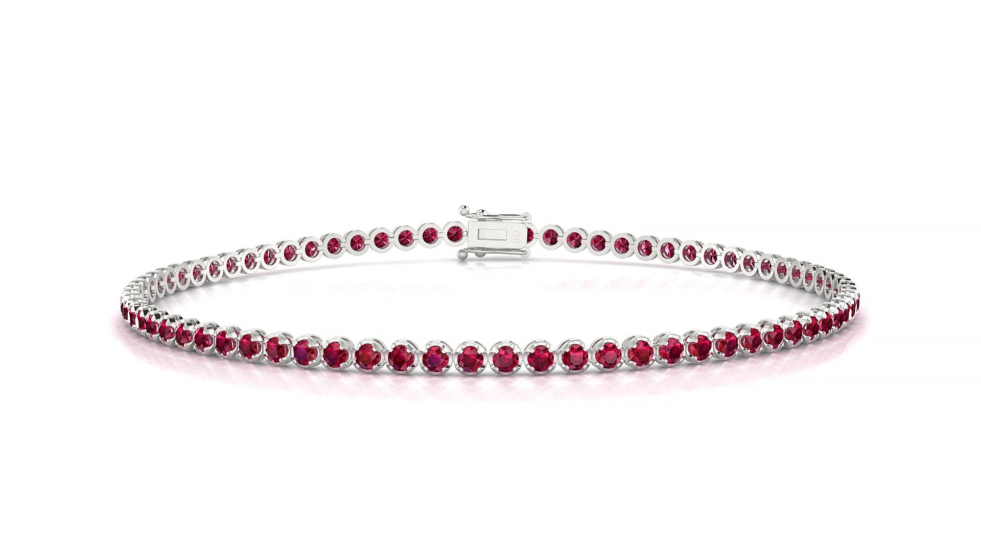 Bengal | 18k White Gold 1.7 mm Round Natural Ruby Tennis Bracelet