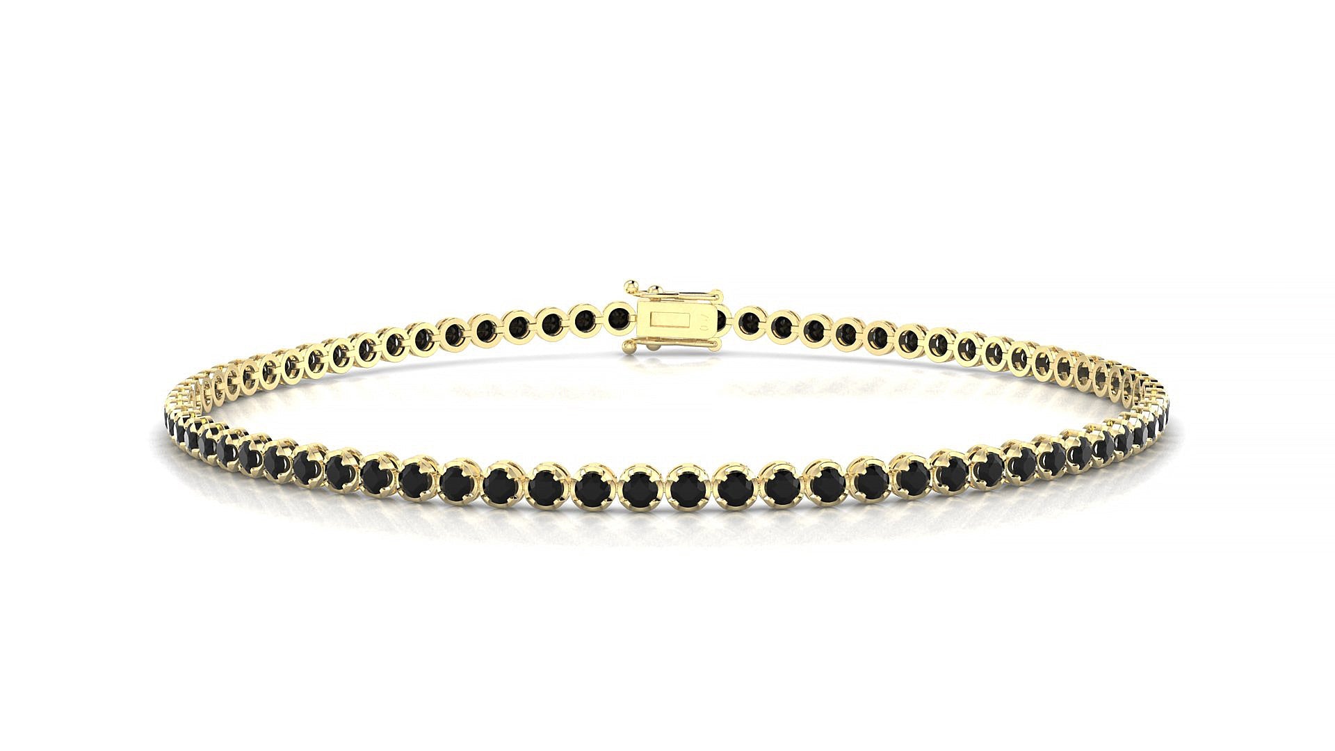 Bengal | 18k Yellow Gold 1.7 mm Round Natural Black Diamond Tennis Bracelet