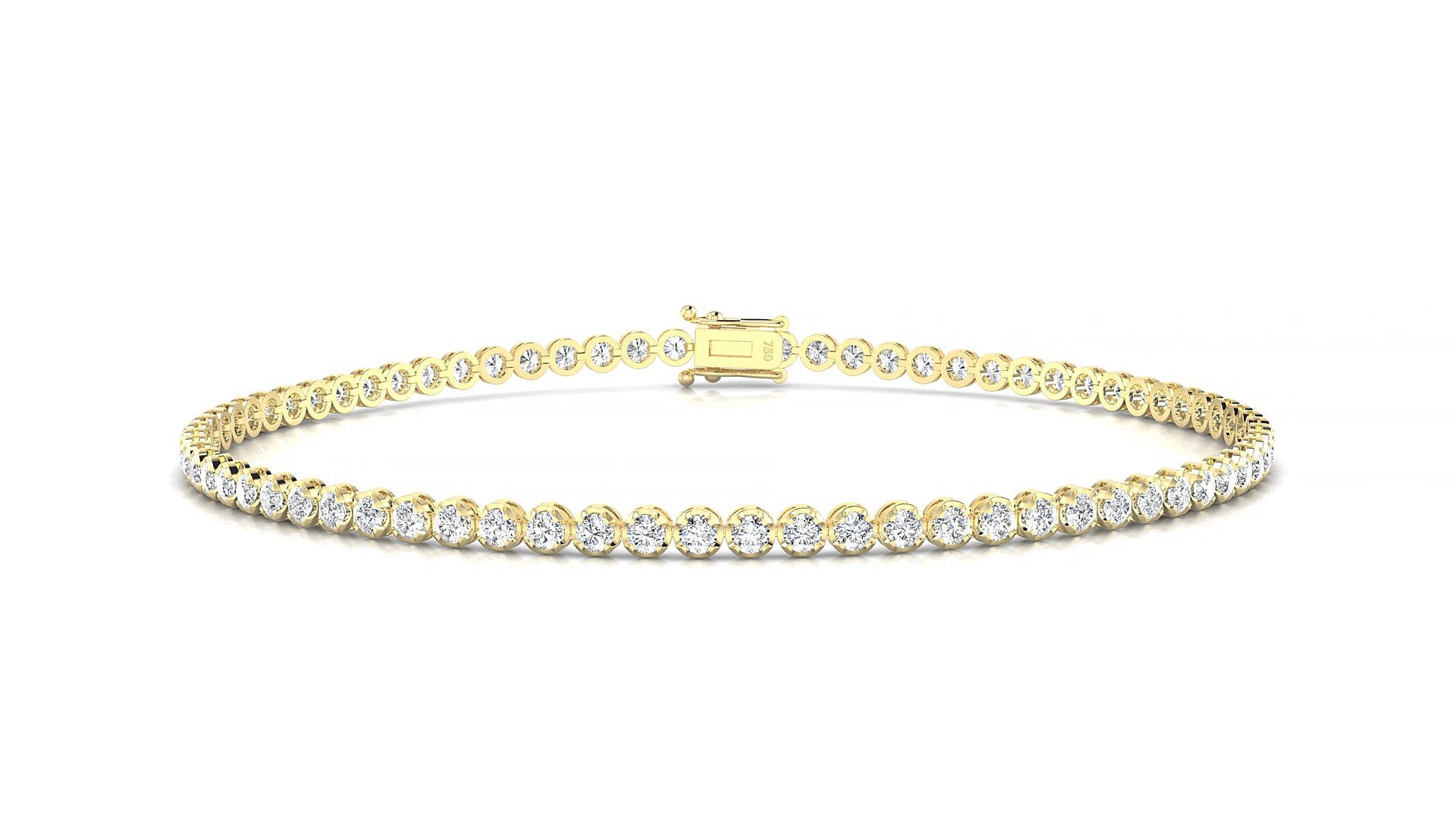 Bengal | 18k Yellow Gold 1.7 mm Round Natural Diamond 18 cm Tennis Bracelet
