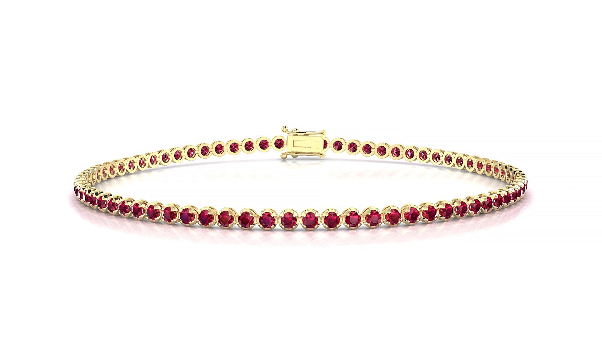Bengal | 18k Yellow Gold 1.7 mm Round Natural Ruby Tennis Bracelet
