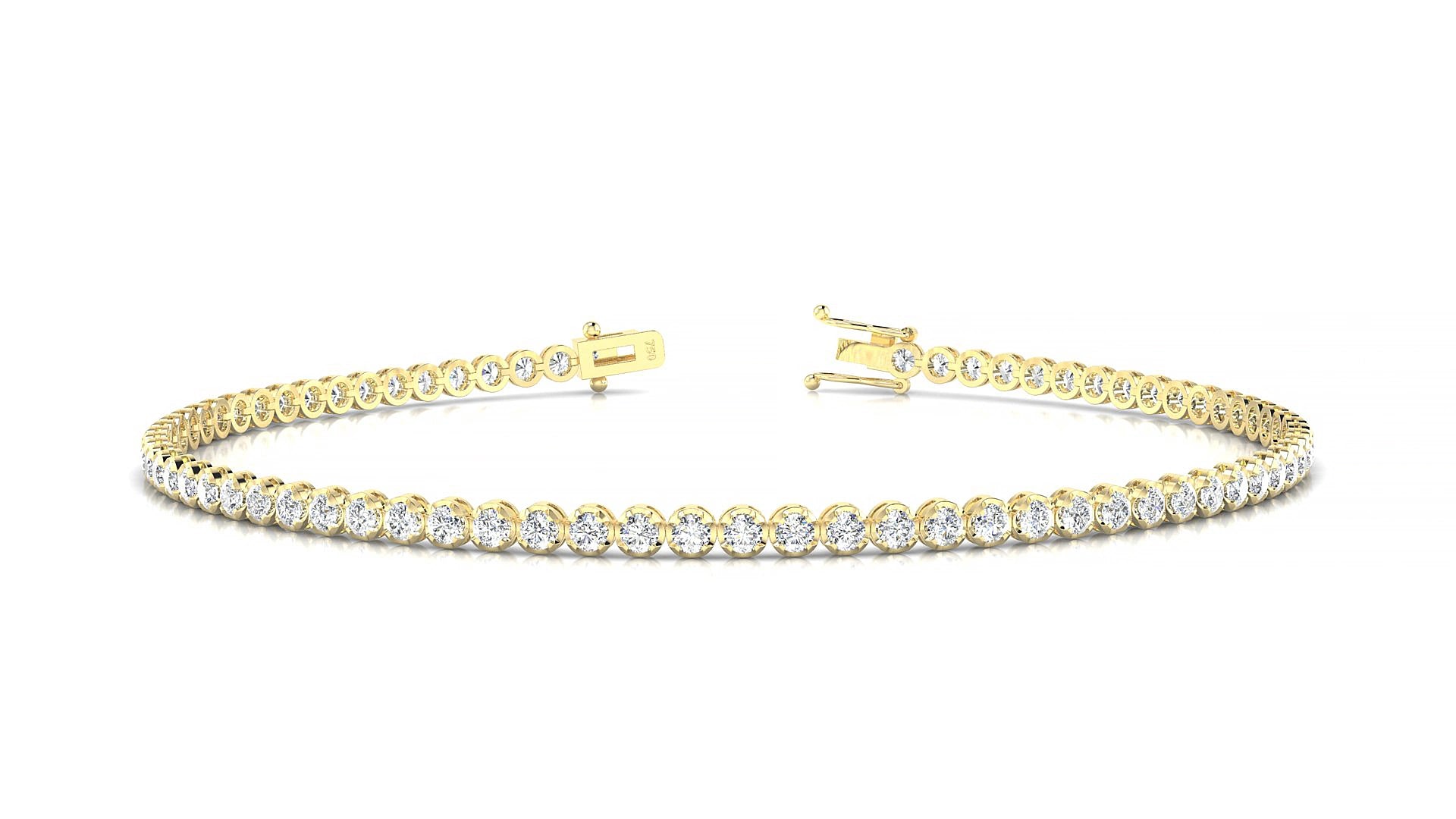 Bengal | 18k Yellow Gold 1.7 mm Round Natural Diamond 18 cm Tennis Bracelet