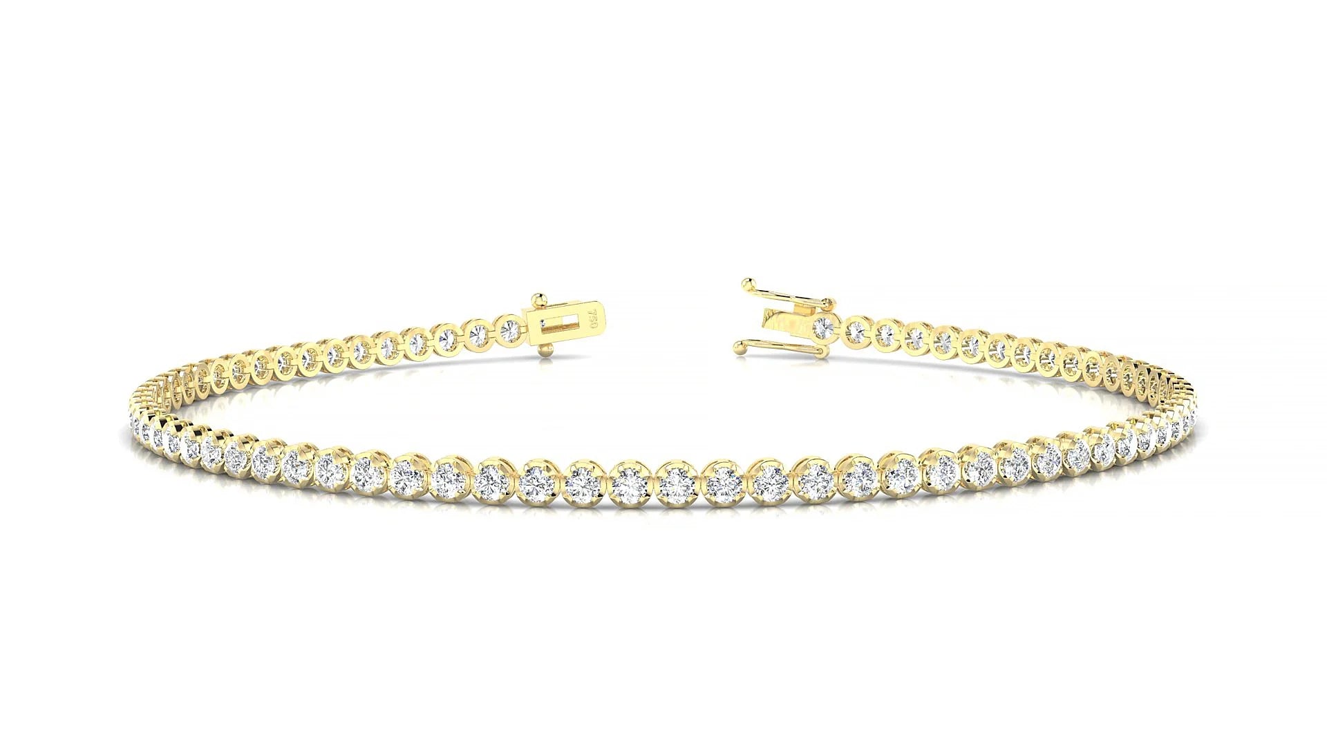 Bengal | 18k Yellow Gold 1.7 mm Round Lab-Grown Diamond 18 cm Tennis Bracelet