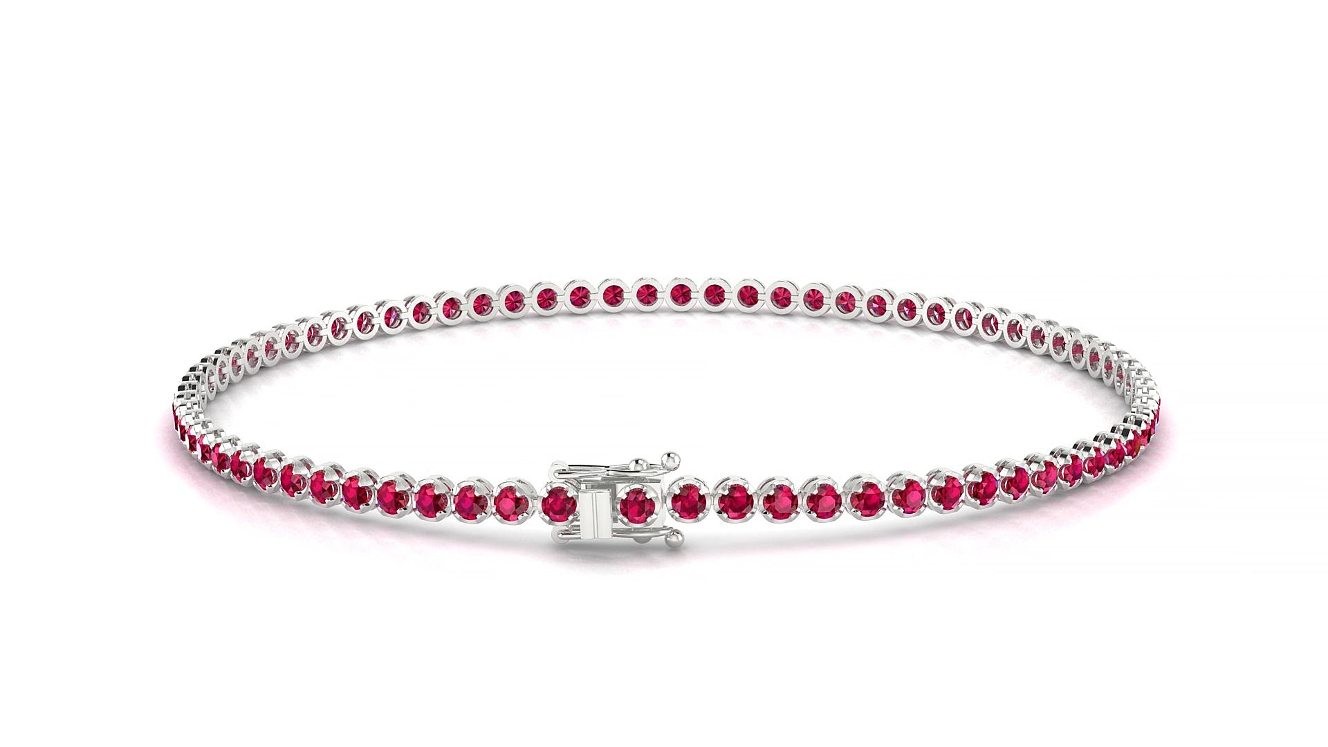 Bengal | 18k White Gold 1.7 mm Round Natural Ruby 18 cm Tennis Bracelet