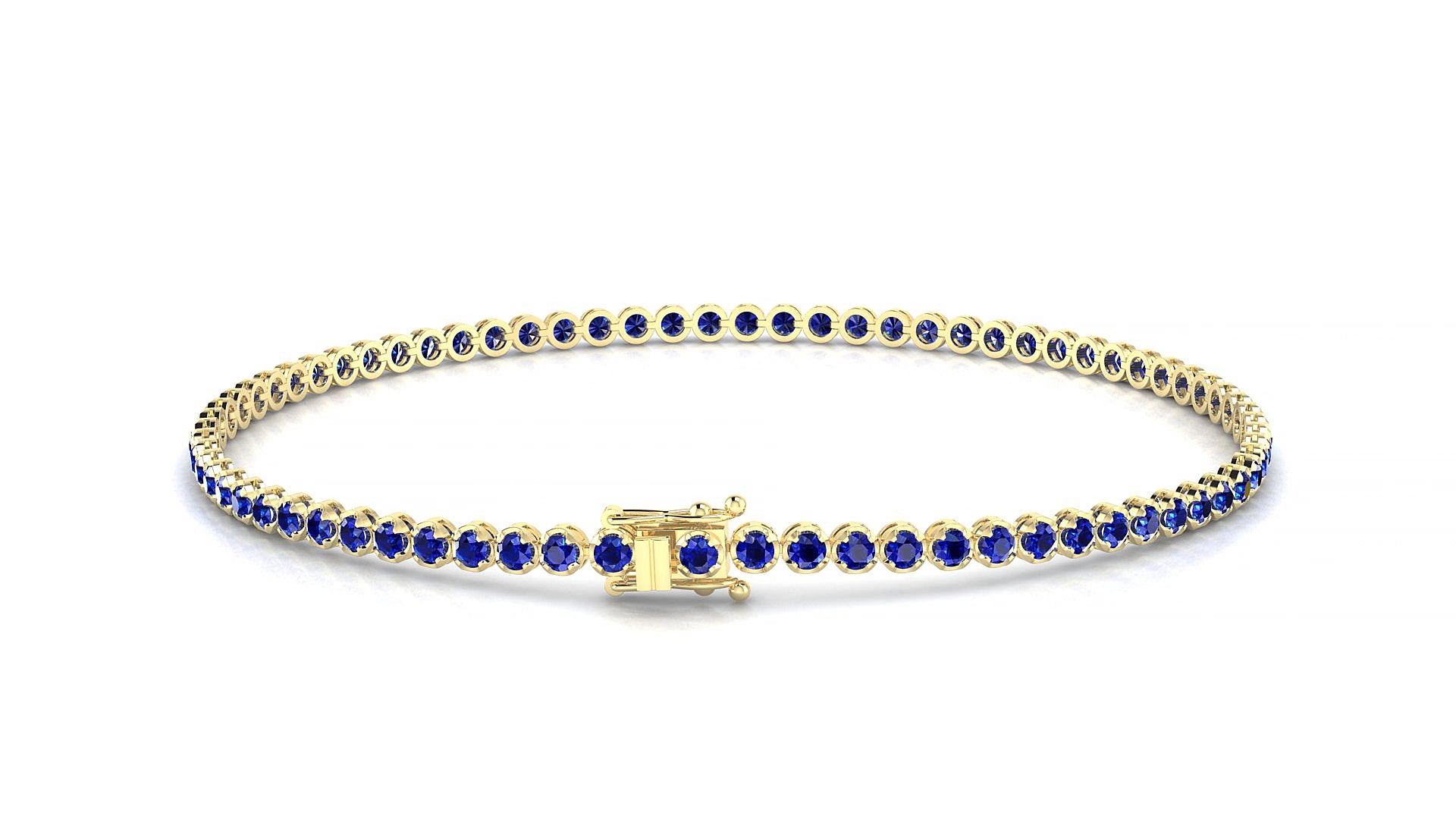 Bengal | 18k Yellow Gold 1.7 mm Round Natural Sapphire 18 cm Tennis Bracelet