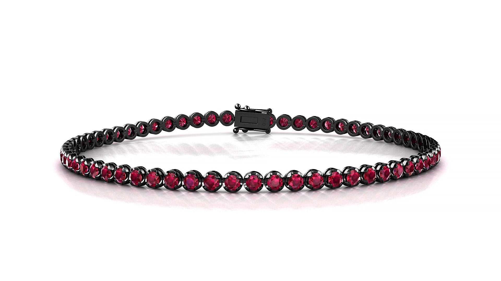 Bengal | 18k Black Gold 2 mm Round Natural Ruby Tennis Bracelet