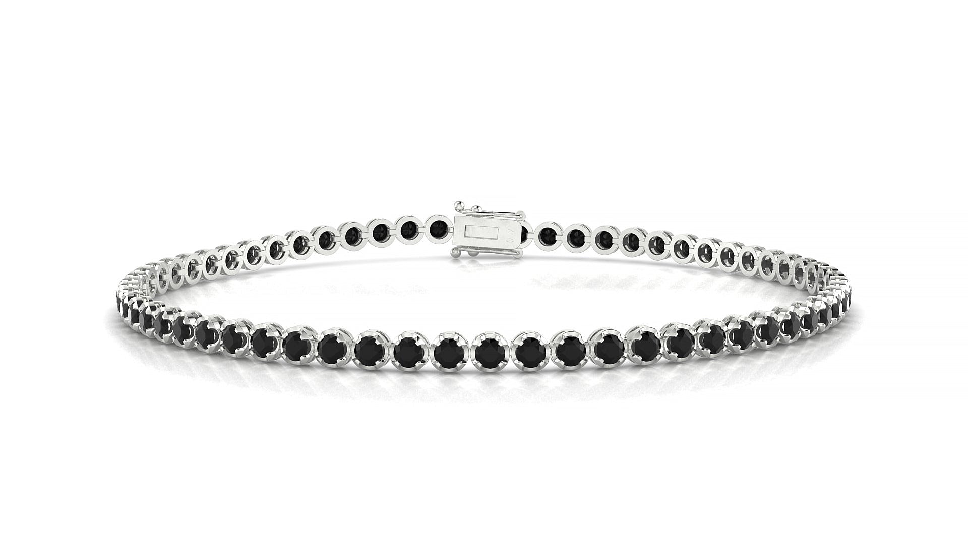 Bengal | 18k White Gold 2 mm Round Natural Black Diamond Tennis Bracelet