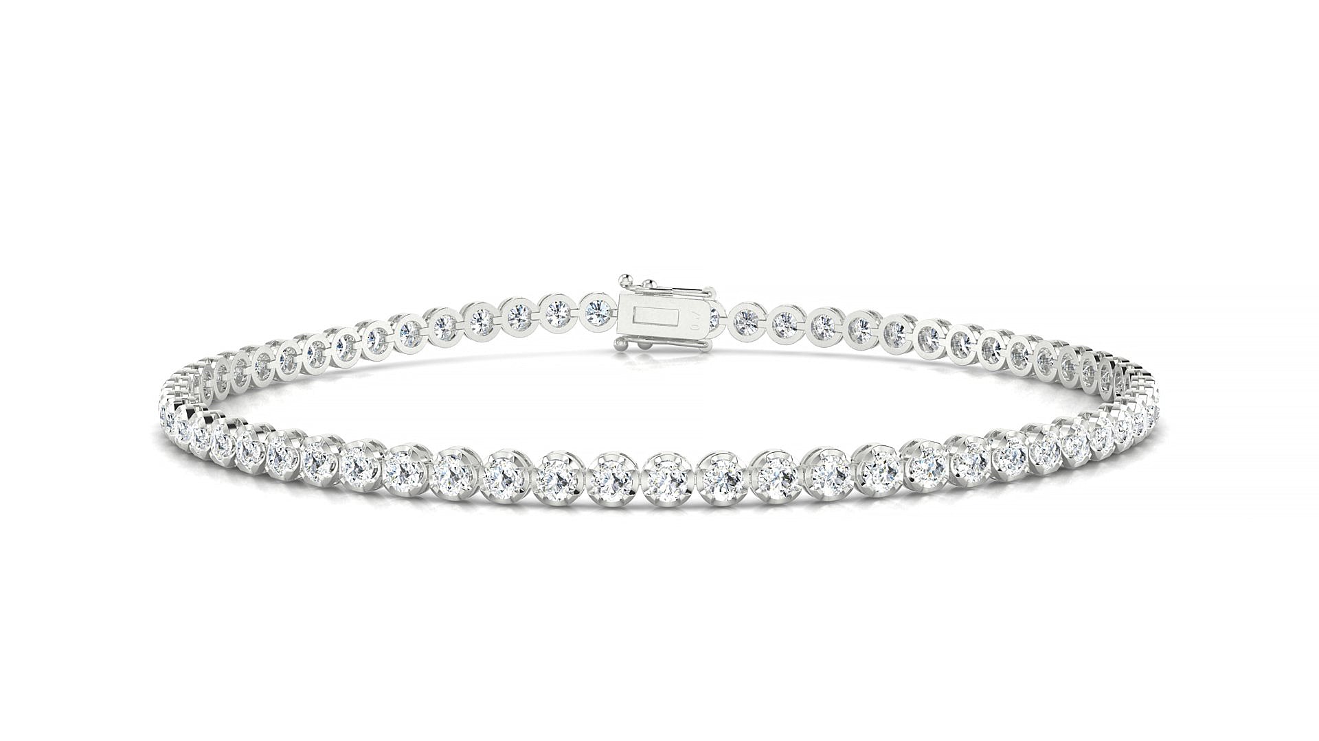 Bengal | 18k White Gold 2 mm Round Natural Diamond Tennis Bracelet