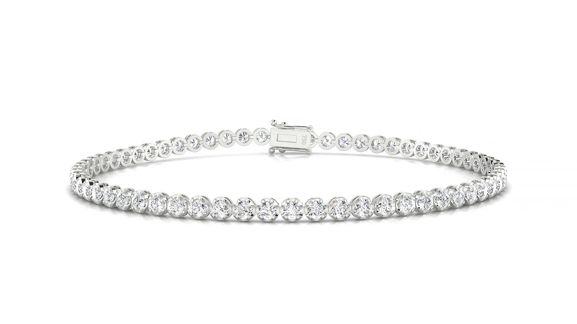 Bengal | 18k White Gold 2 mm Round Lab-Grown Diamond 15 cm Tennis Bracelet