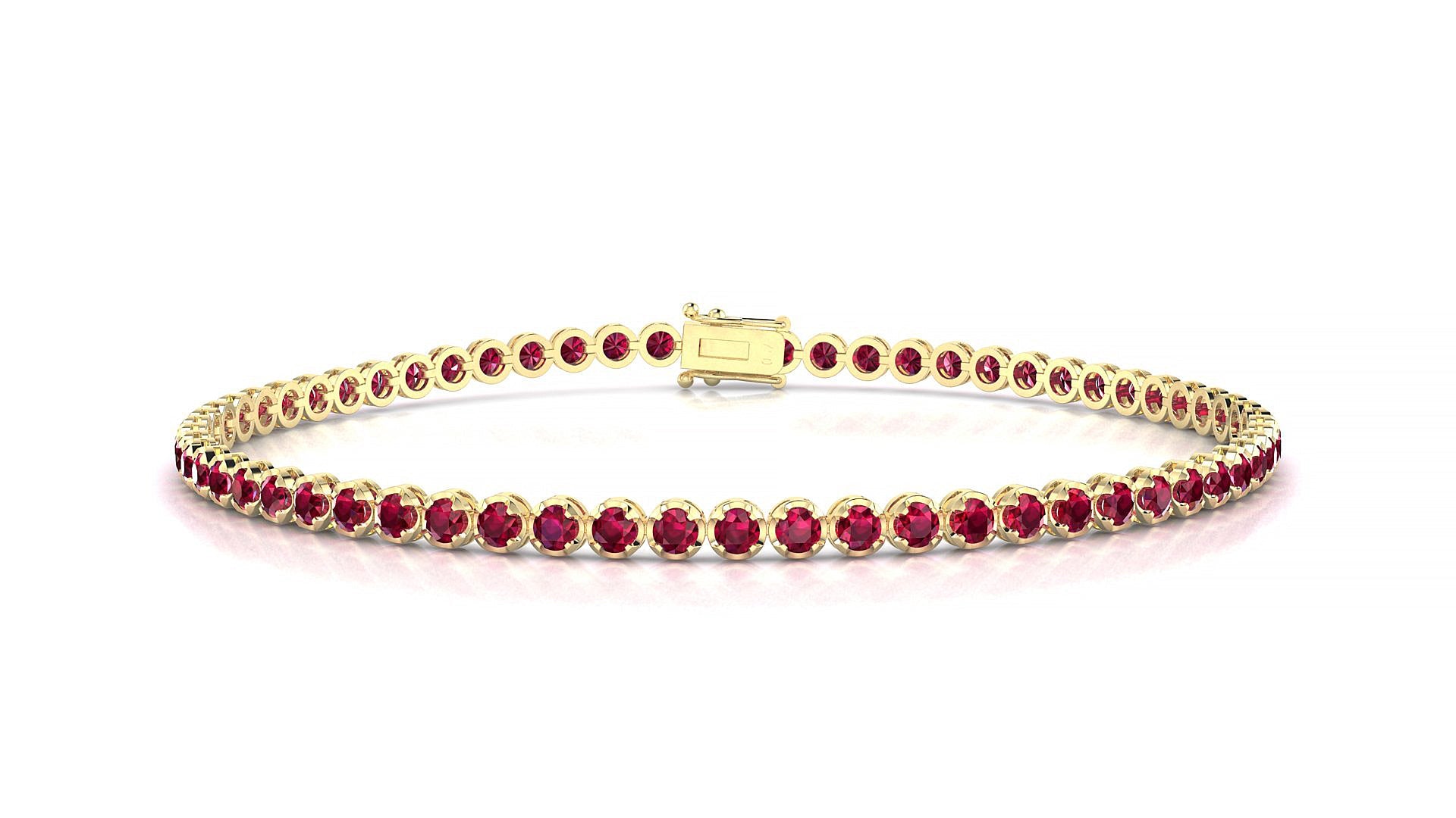 Bengal | 18k Yellow Gold 2 mm Round Natural Ruby Tennis Bracelet