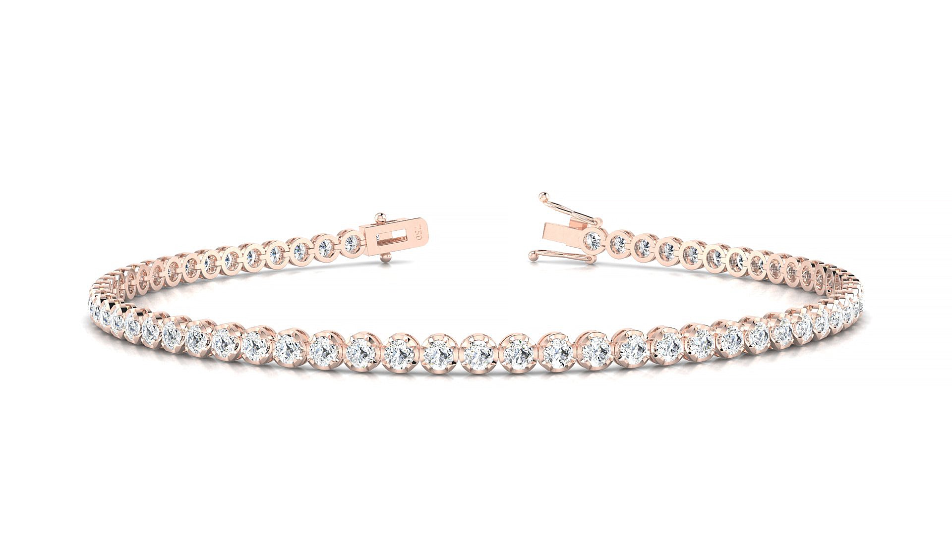 Bengal | 18k Rose Gold 2 mm Round Natural Diamond Tennis Bracelet