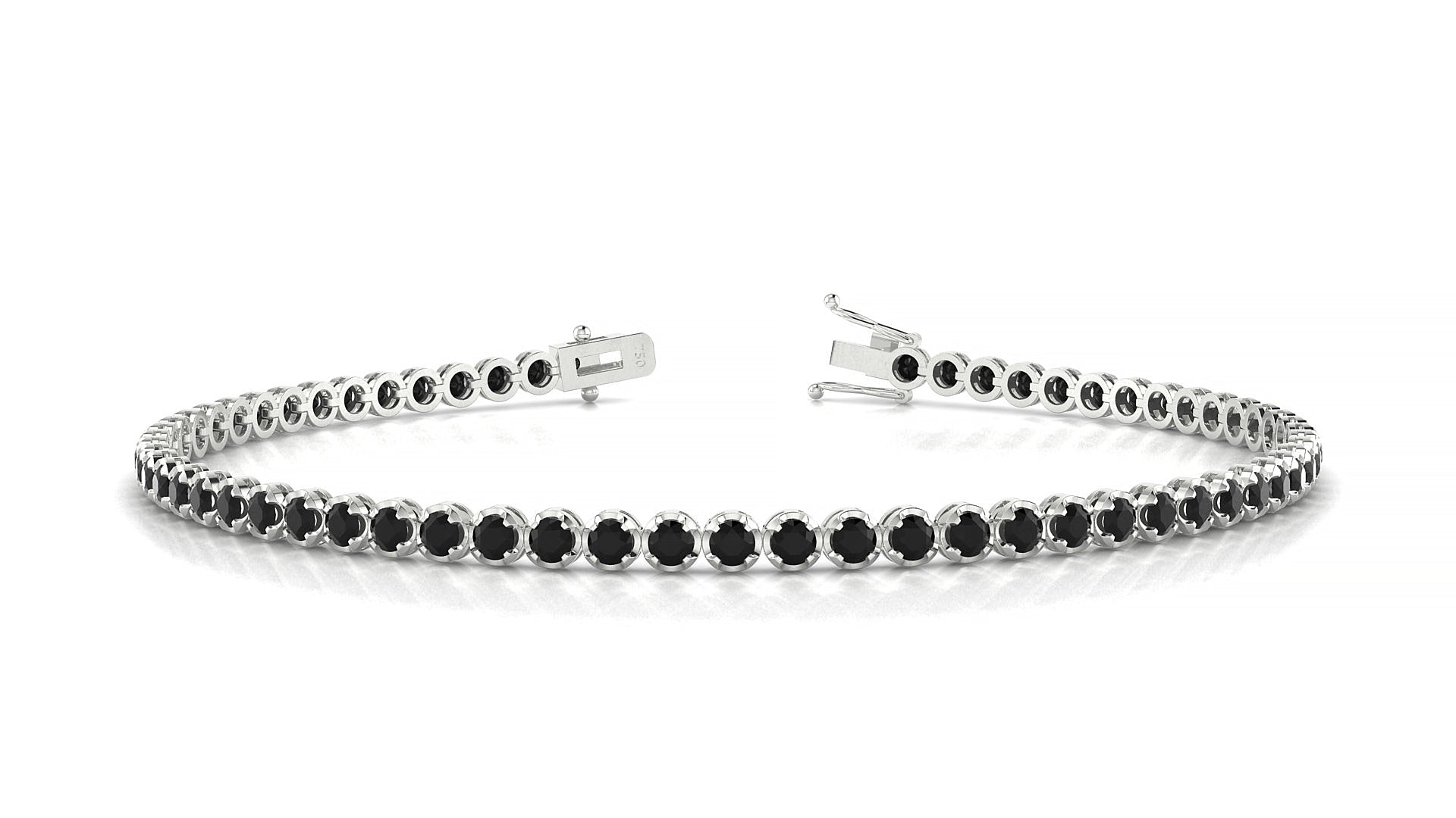 Bengal | 18k White Gold 2 mm Round Natural Black Diamond Tennis Bracelet