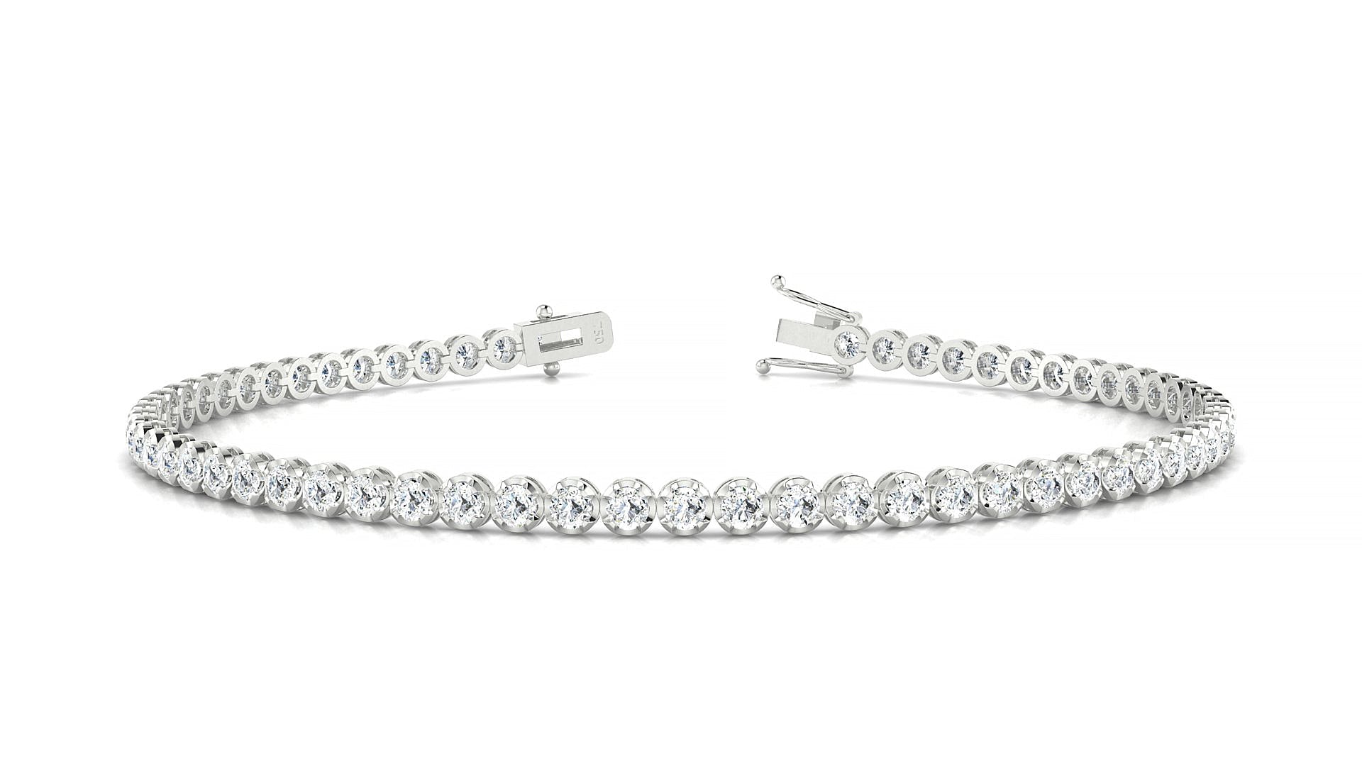 Bengal | 18k White Gold 2 mm Round Natural Diamond Tennis Bracelet