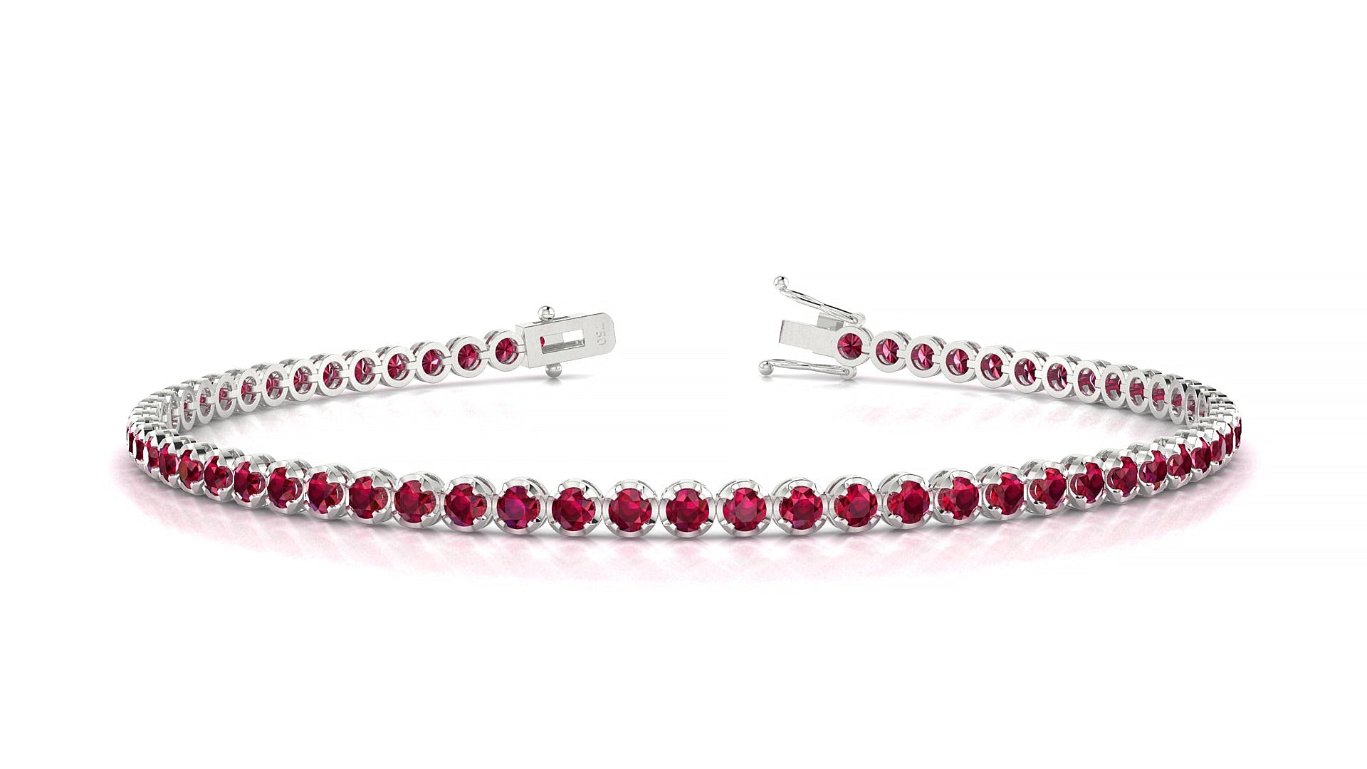 Bengal | 18k White Gold 2 mm Round Natural Ruby Tennis Bracelet