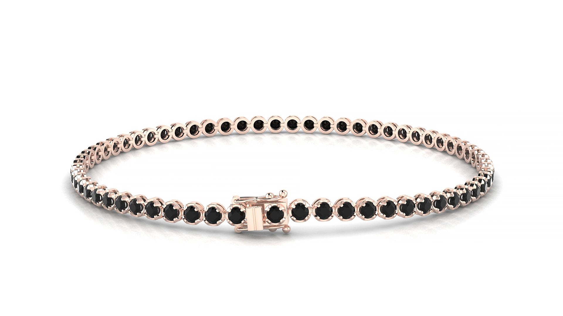 Bengal | 18k Rose Gold 2 mm Round Natural Black Diamond 18 cm Tennis Bracelet