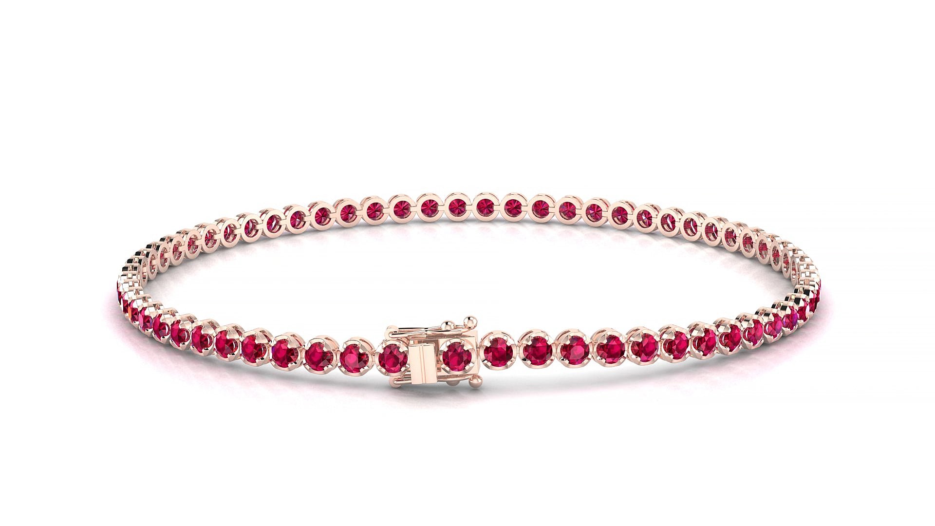 Bengal | 18k Rose Gold 2 mm Round Natural Ruby 18 cm Tennis Bracelet