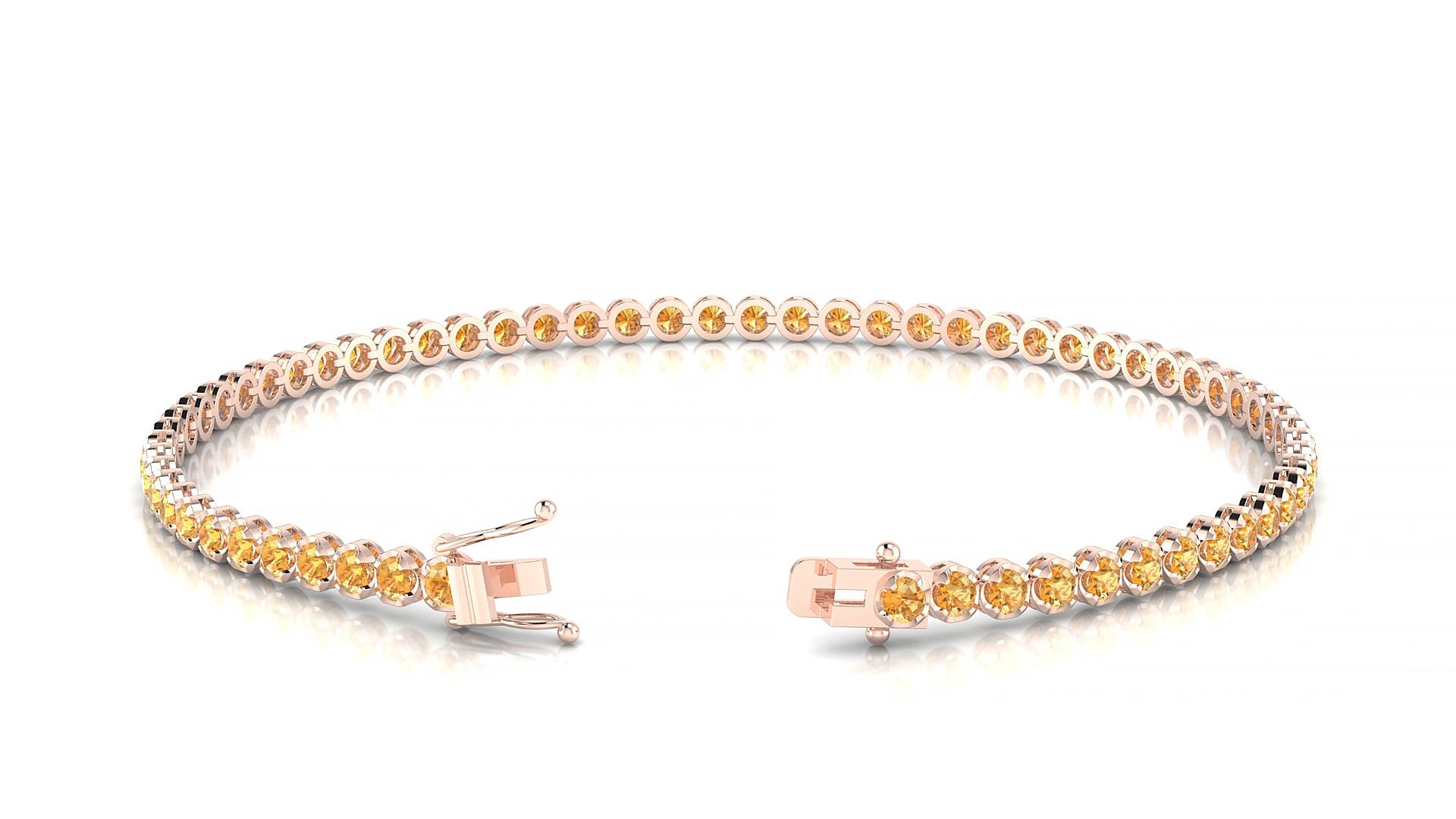 Bengal | 18k Rose Gold 2 mm Round Natural Citrine 15 cm Tennis Bracelet