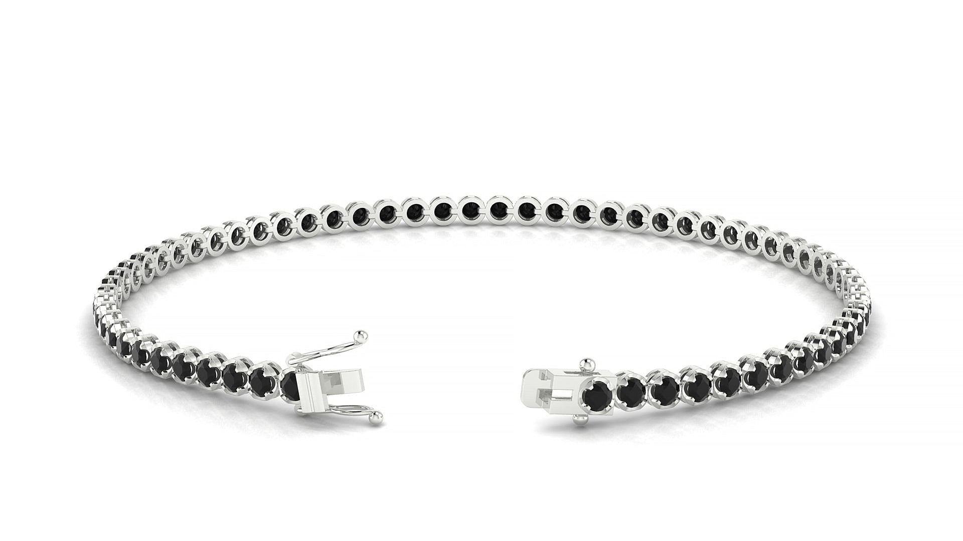 Bengal | 18k White Gold 2 mm Round Natural Black Diamond Tennis Bracelet
