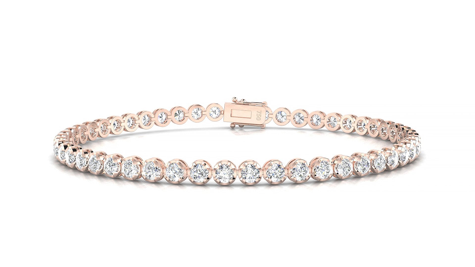 Bengal | 18k Rose Gold 2.5 mm Round Lab-Grown Diamond 17 cm Tennis Bracelet