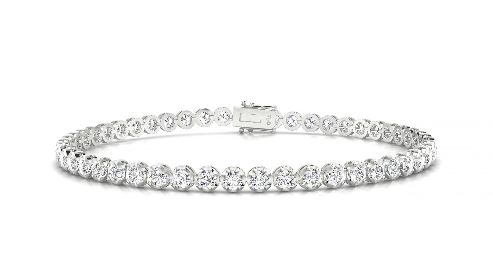 Bengal | 18k White Gold 2.5 mm Round Lab-Grown Diamond 15 cm Tennis Bracelet