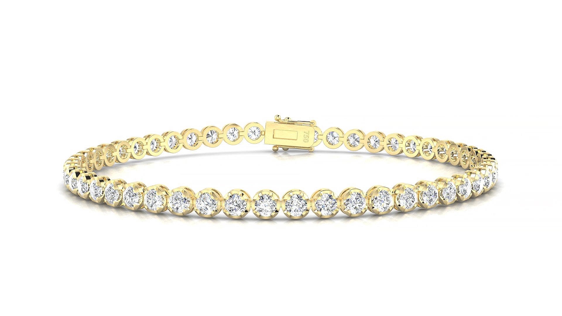Bengal | 18k Yellow Gold 2.5 mm Round Natural Diamond 18 cm Tennis Bracelet