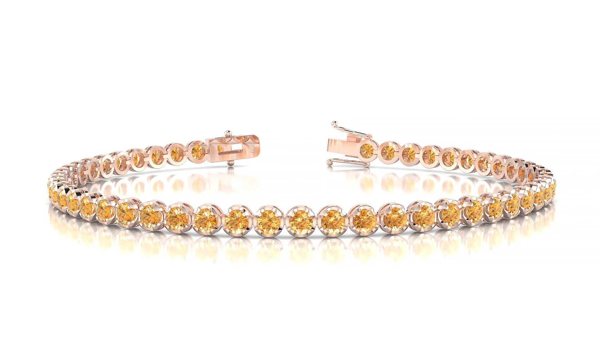 Bengal | 18k Rose Gold 2.5 mm Round Natural Citrine 15 cm Tennis Bracelet