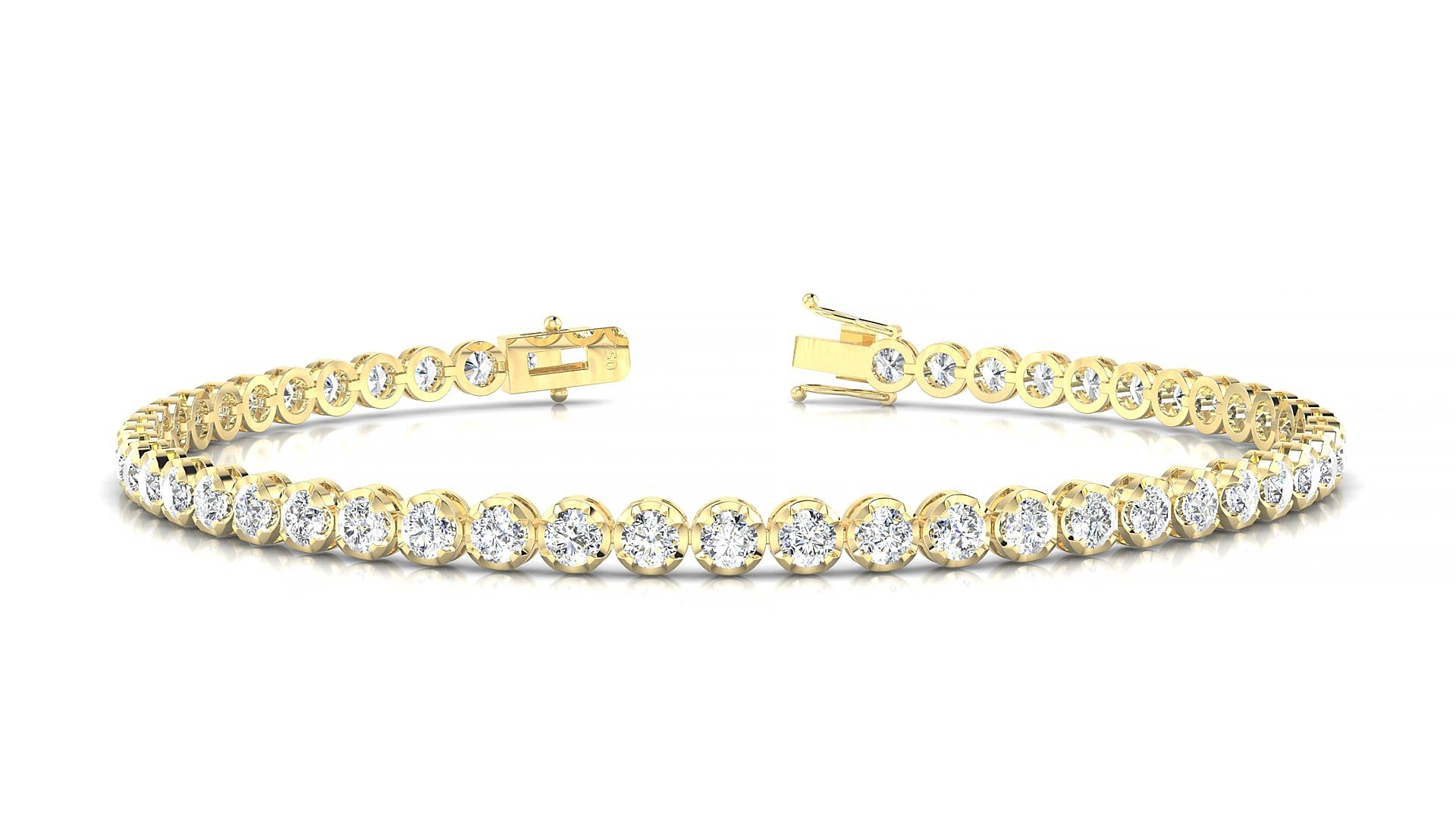 Bengal | 18k Yellow Gold 2.5 mm Round Natural Diamond 18 cm Tennis Bracelet